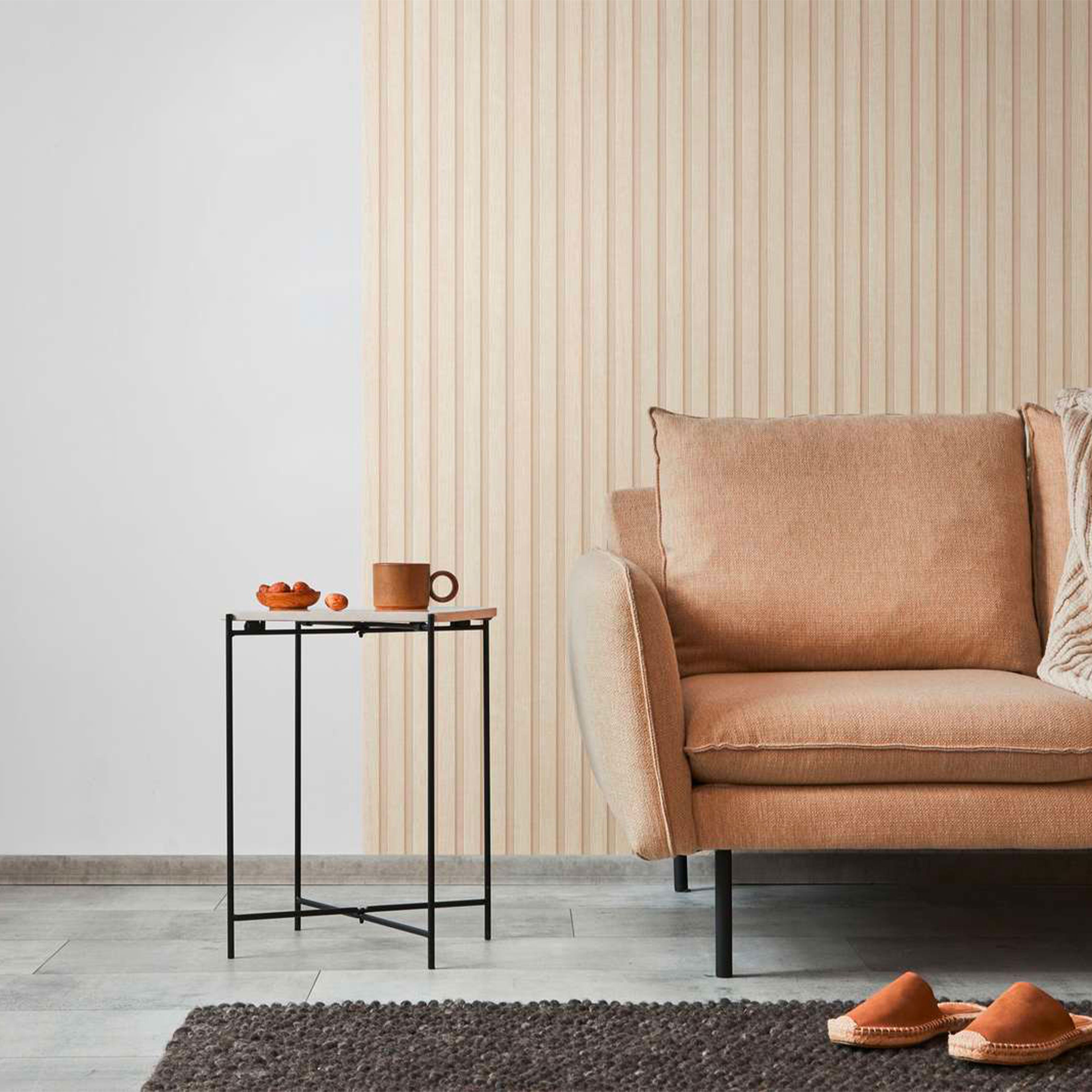 Rotolo da 5 mq di Carta da Parati LAMELLI LEGNO MILLERIGHE 3D effetto Boiserie CREAM - Eternal Parquet