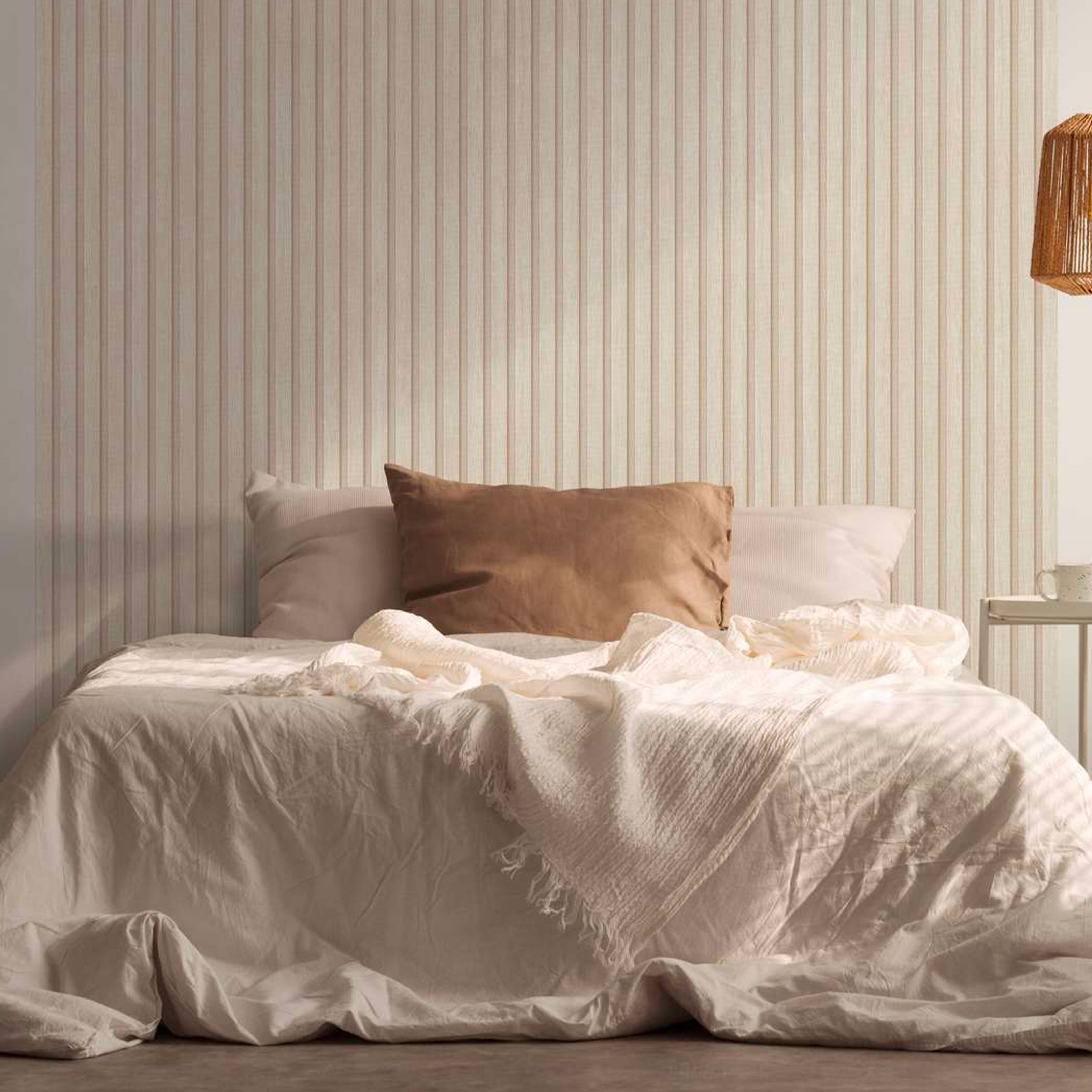 Rotolo da 5 mq di Carta da Parati LAMELLI LEGNO MILLERIGHE 3D effetto Boiserie CREAM - Eternal Parquet