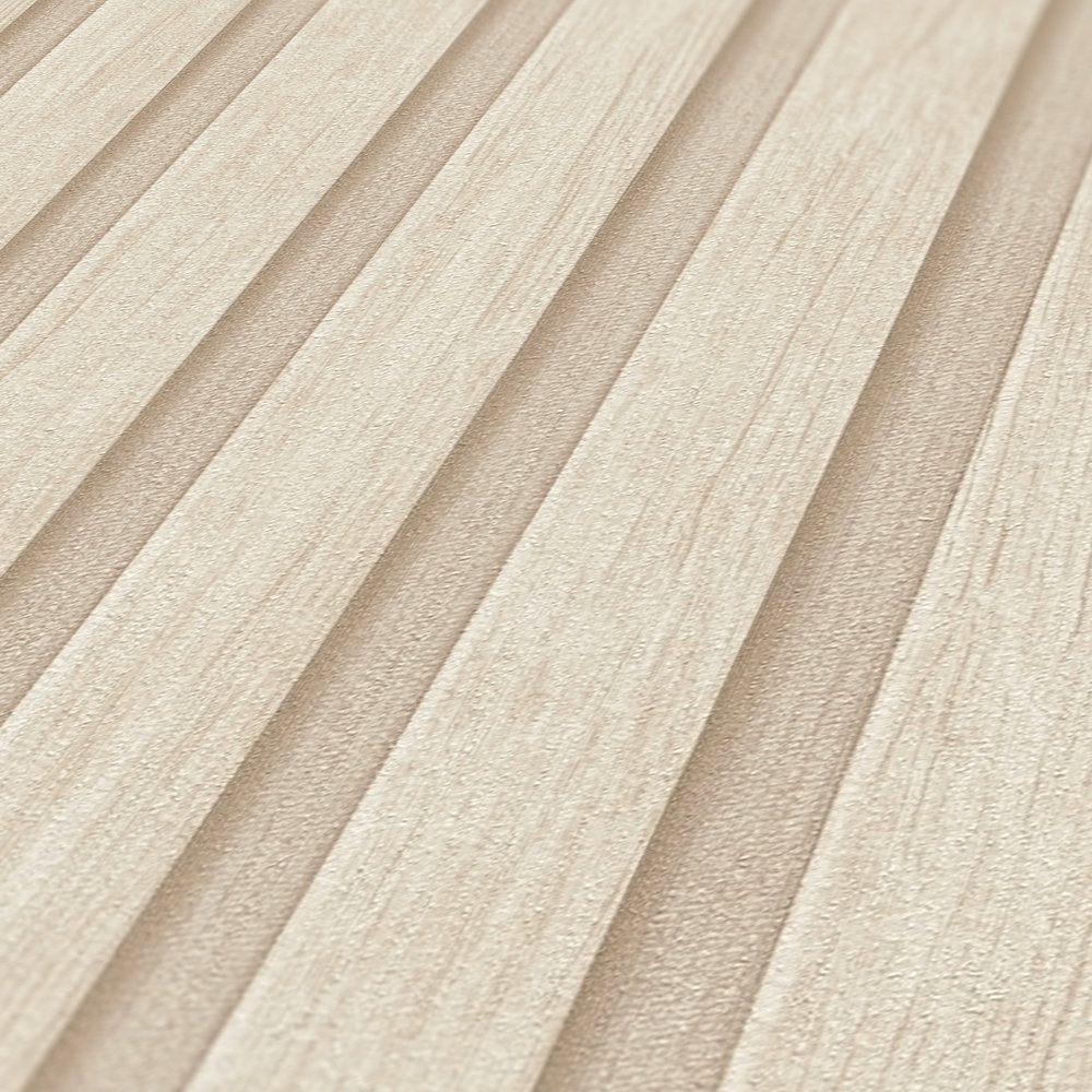 Rotolo da 5 mq di Carta da Parati LAMELLI LEGNO MILLERIGHE 3D effetto Boiserie CREAM - Eternal Parquet