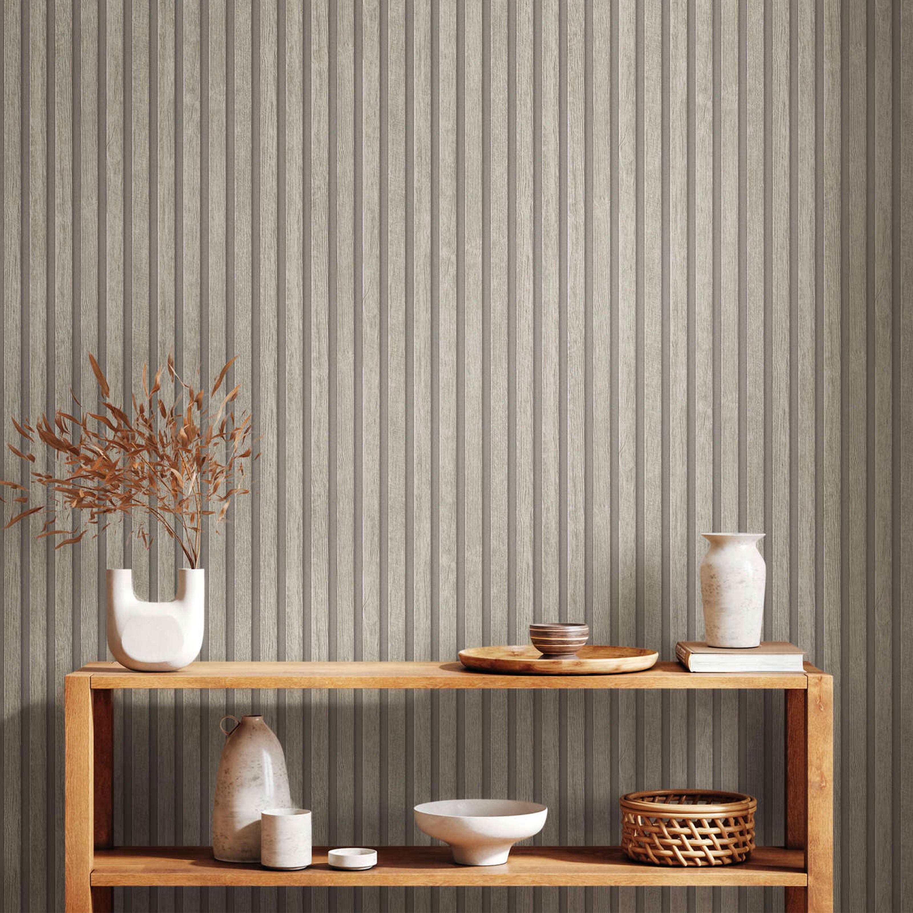 Rotolo da 5 mq di Carta da Parati LAMELLI LEGNO MILLERIGHE 3D effetto Boiserie PROVENZALE - Eternal Parquet