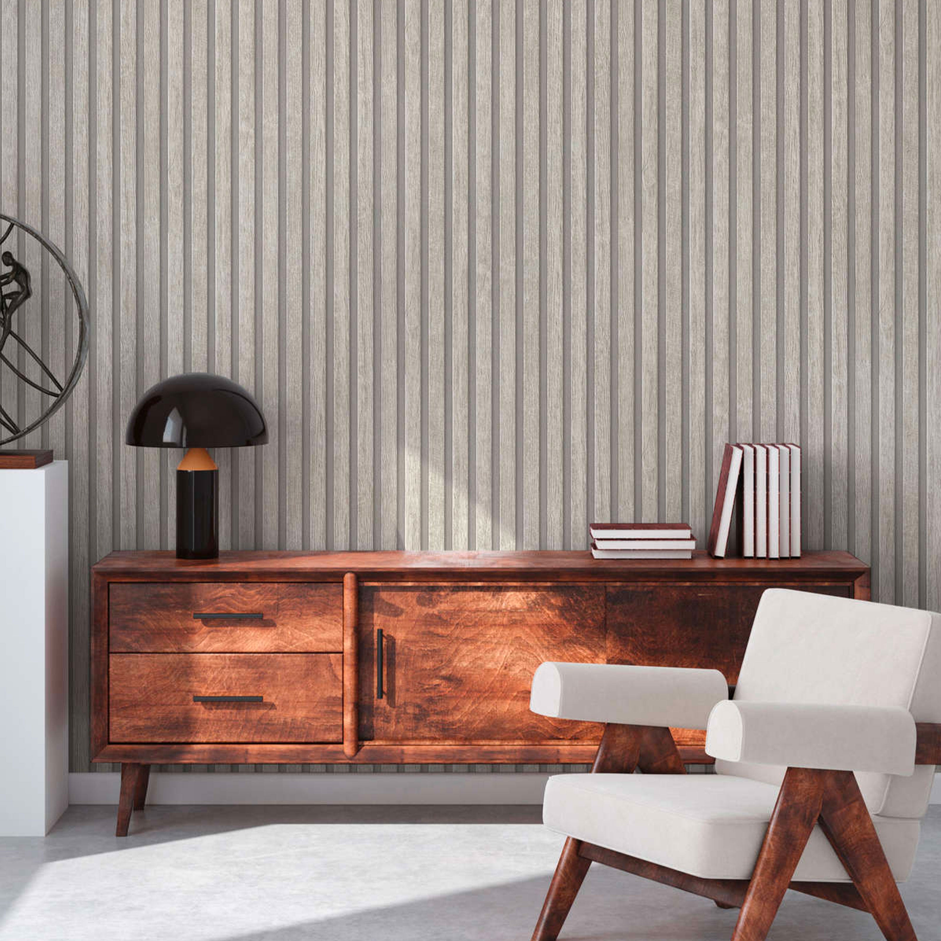 Rotolo da 5 mq di Carta da Parati LAMELLI LEGNO MILLERIGHE 3D effetto Boiserie PROVENZALE - Eternal Parquet