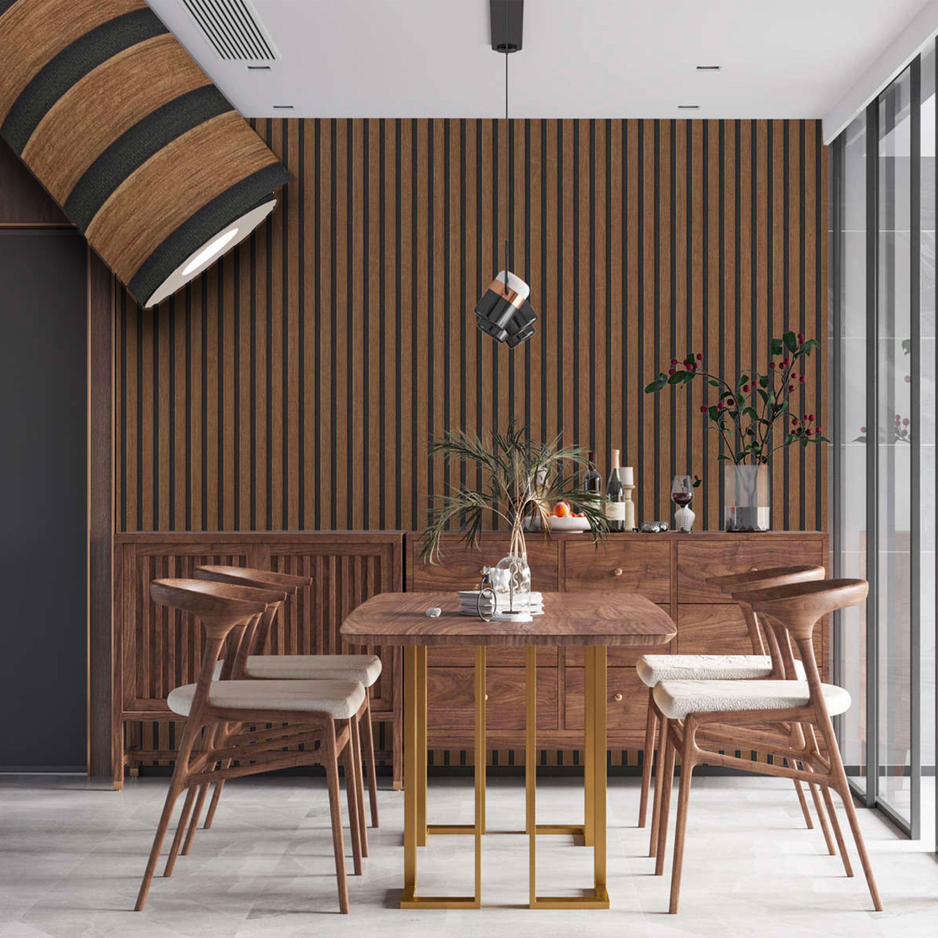 Rotolo da 5 mq di Carta da Parati LAMELLI LEGNO MILLERIGHE 3D effetto Boiserie ROVERE BRUNO - Eternal Parquet