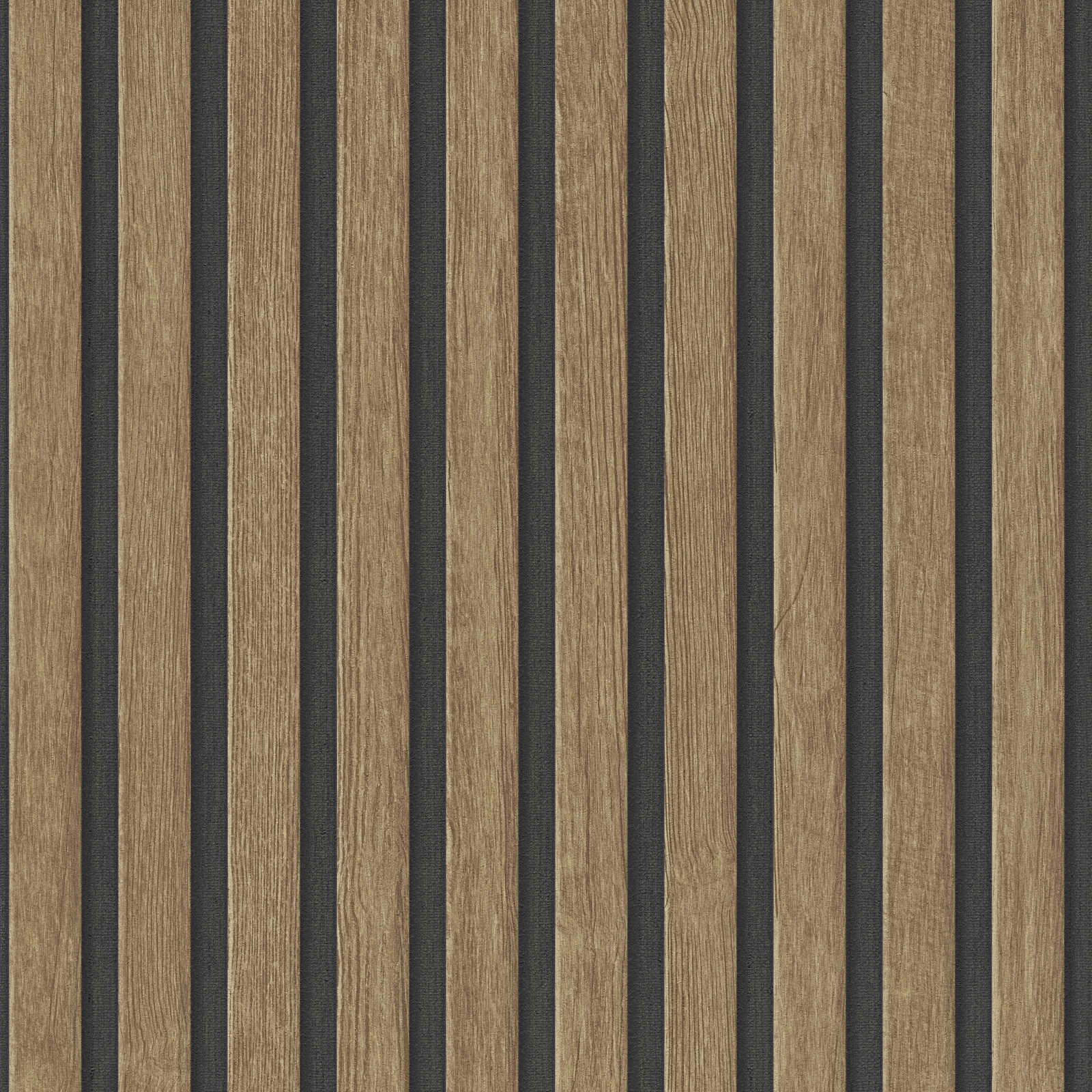 Rotolo da 5 mq di Carta da Parati LAMELLI LEGNO MILLERIGHE 3D effetto Boiserie ROVERE BRUNO - Eternal Parquet