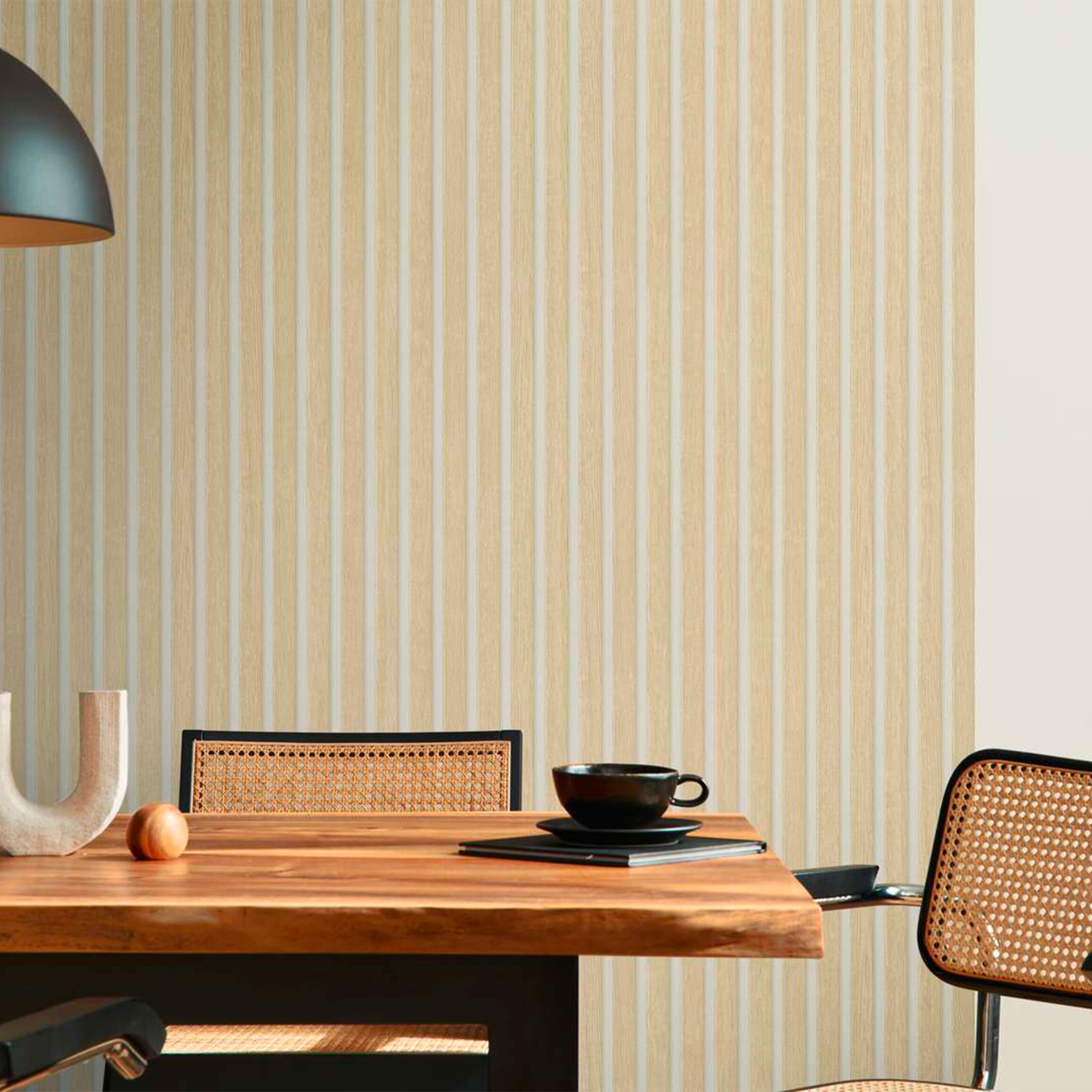 Rotolo da 5 mq di Carta da Parati LAMELLI LEGNO MILLERIGHE 3D effetto Boiserie SBIANCATO - Eternal Parquet