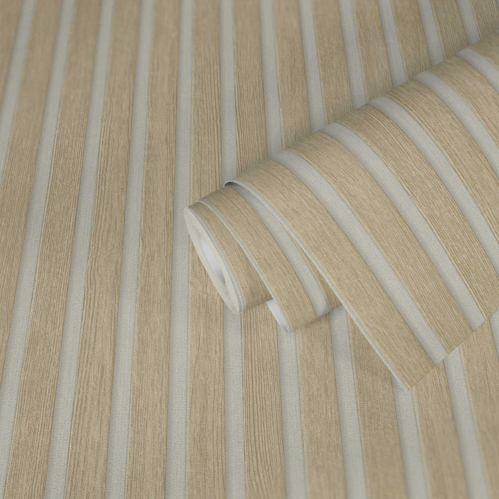 Rotolo da 5 mq di Carta da Parati LAMELLI LEGNO MILLERIGHE 3D effetto Boiserie SBIANCATO - Eternal Parquet