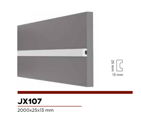 CORNICE JX107 IN DUROPOLIMERO PROFILO A 'C' 25X13X2000 MM PER PARETE , ANGOLARE E BOISERIE - Eternal Parquet