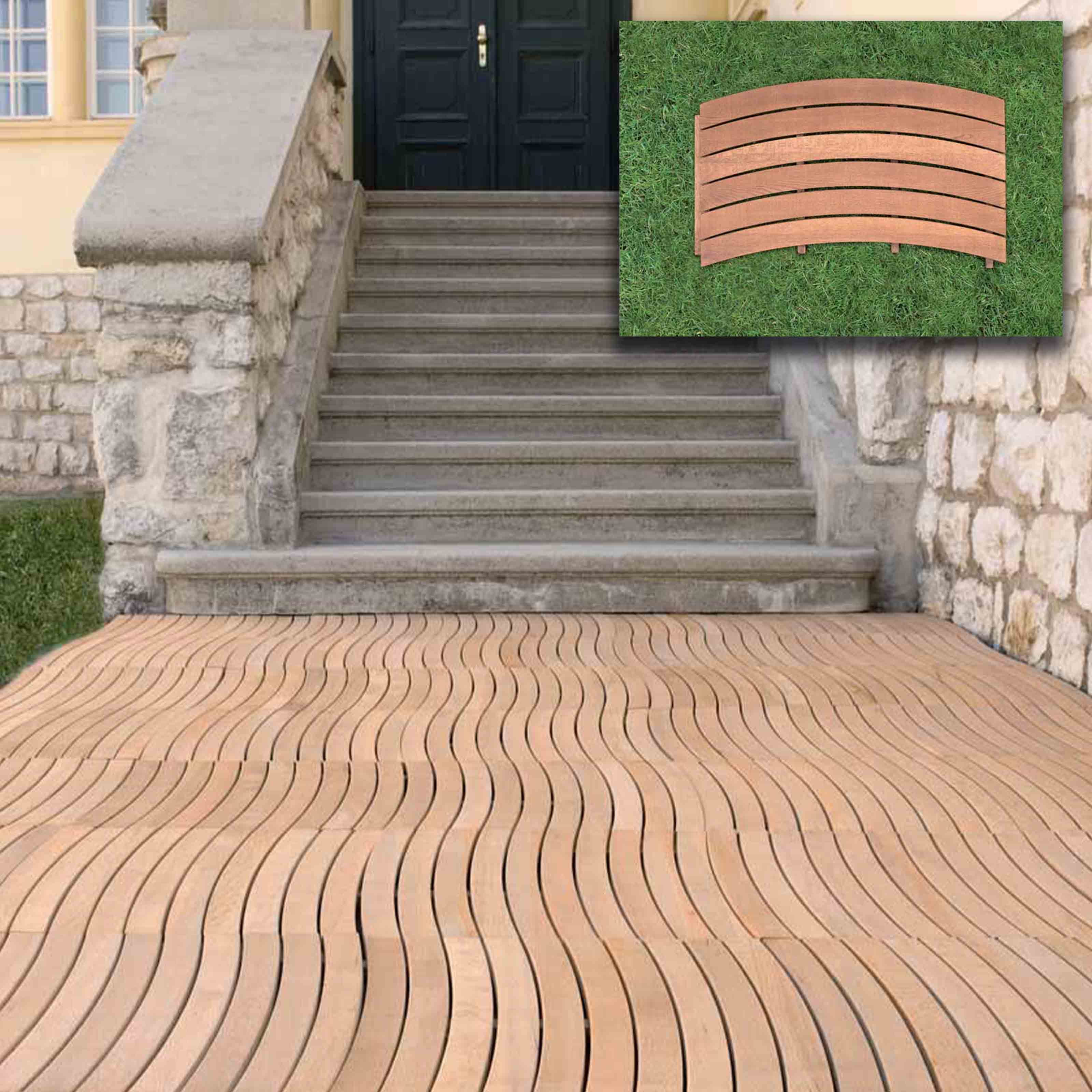 STOCK - 49.90mq - Decking ONDA RIVA in massello di Turkey Oak, moduli inclusa sottostruttura e trattamento - Eternal Parquet
