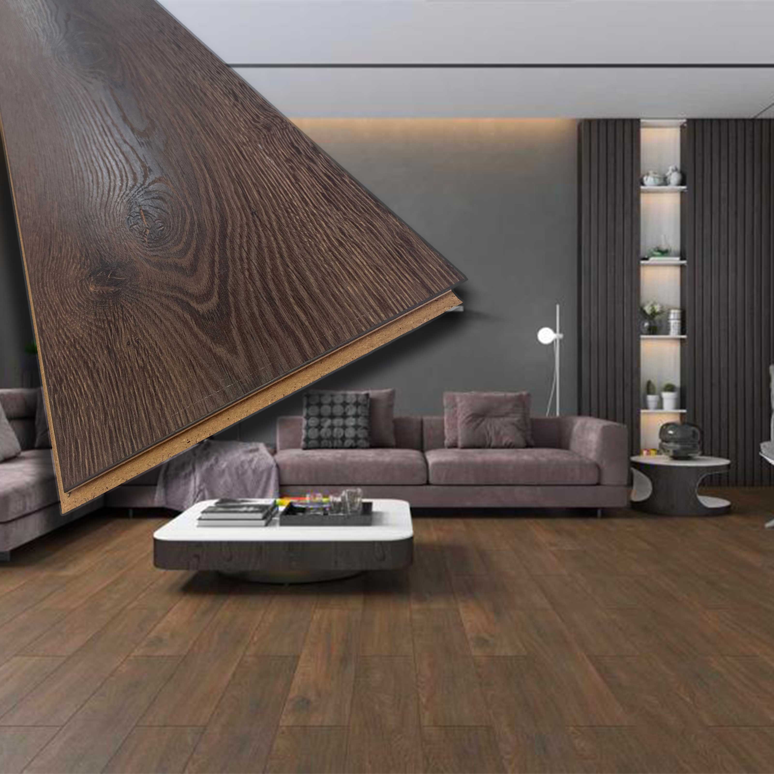 Pavimento in laminato 8mm Click Spazzolato bisellato Quercia Thermo 197x1205 - Eternal Parquet