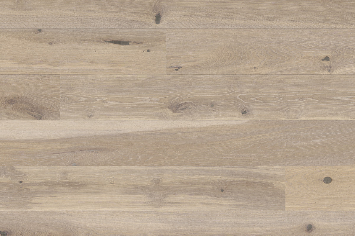 Maxilistone prefinito EKO SUBLIME PLANK mod.WINTER 139x14x2200 in rovere Sbiancato liscio verniciato eco con nodi stuccati e bisellatura 2 lati - Eternal Parquet