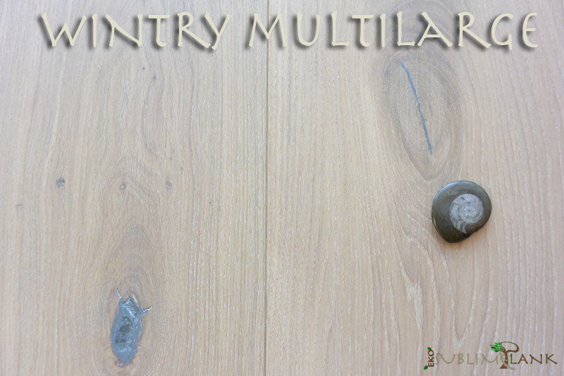 Maxilistone prefinito MULTILARGHEZZA 139/181/221x14x2200 EKO SUBLIME PLANK mod.WINTRY in rovere Sbiancato Spazzolato oliato eco con nodi stuccati e bisellatura 2 lati - Eternal Parquet