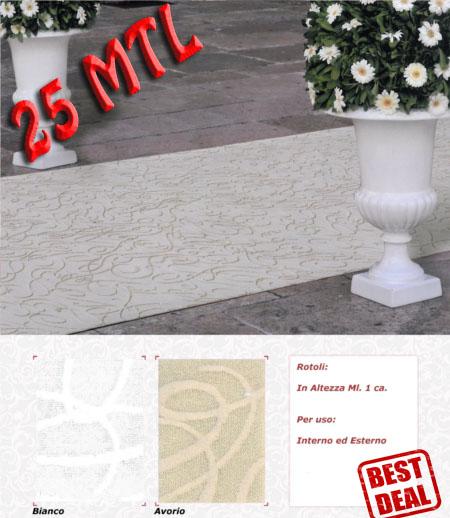 PASSATOIA TAPPETO da 25ML mod "RELAIS" Bianco o Avorio per cerimonie, matrimoni - Eternal Parquet