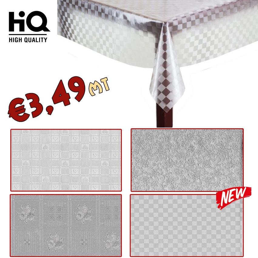 Tovaglia CRISTAL Trasparente goffrata H140 antimacchia resistente diversi decori - Eternal Parquet