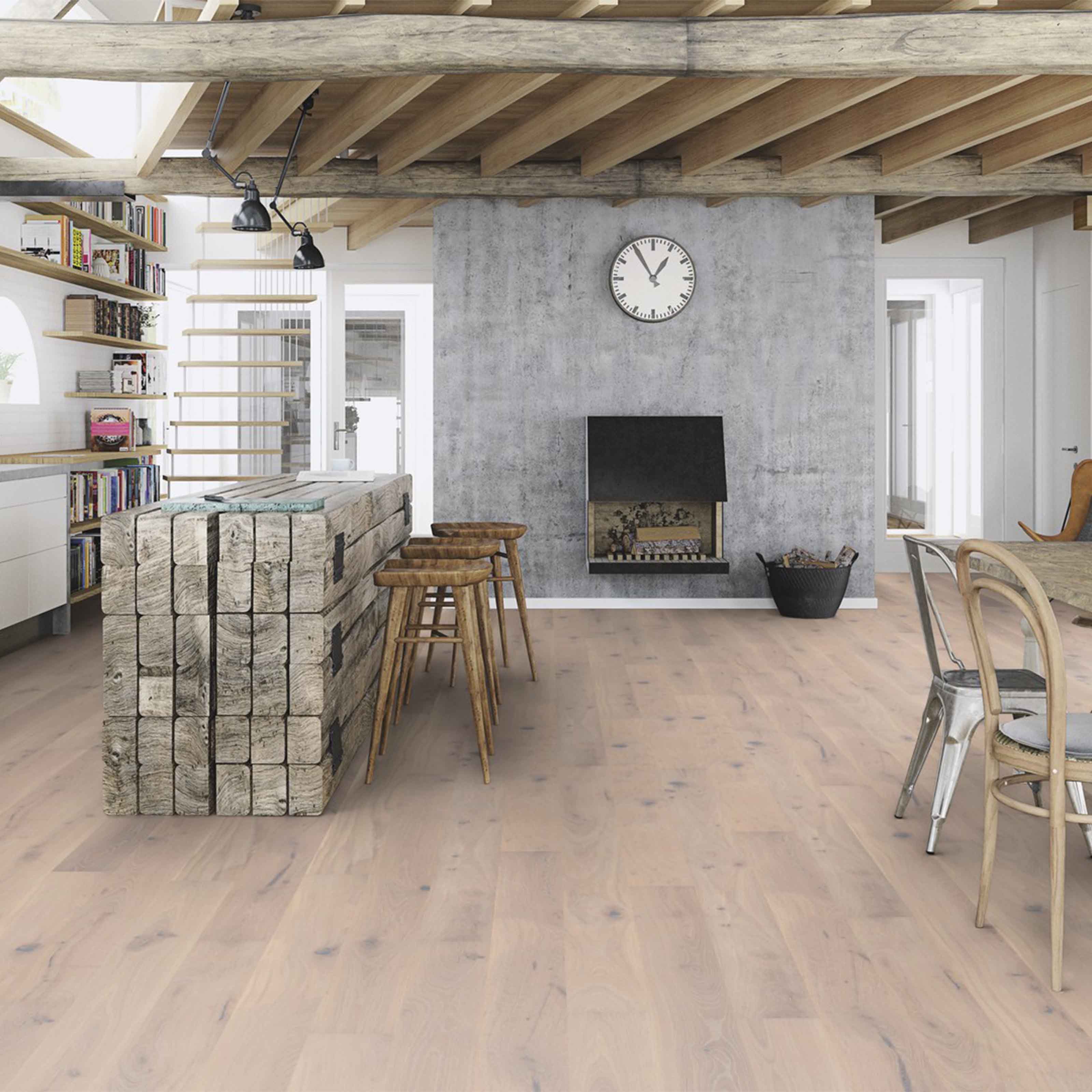 Parquet Prefinito Maxilistone Rovere Espressivo PALE WHITE 138x14x2200 Click - Eternal Parquet