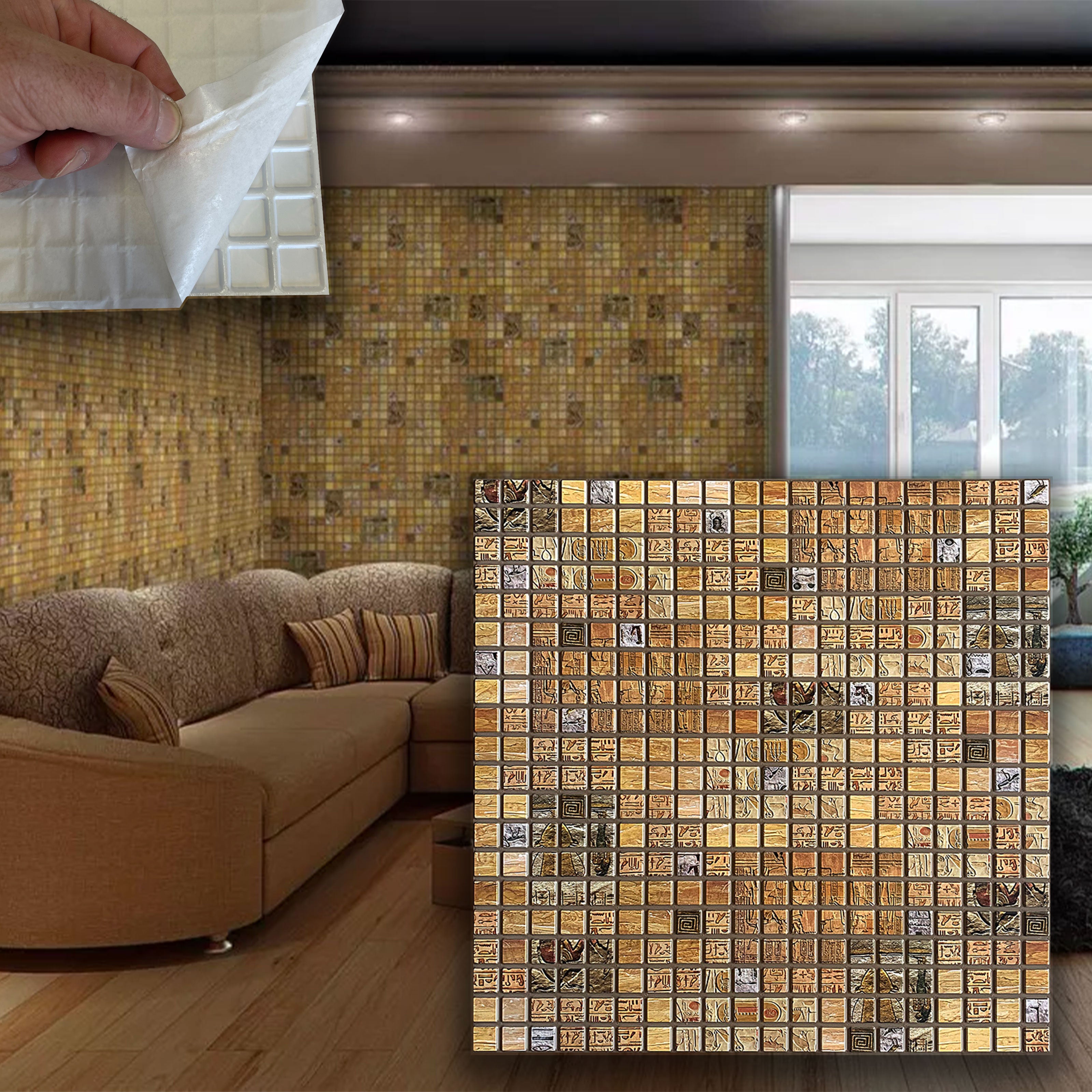 Pannelli 3D "AUTOADESIVI" in PVC EGYPT effetto MOSAICO BAGNO DOCCIA Realistici e isolanti. - Eternal Parquet