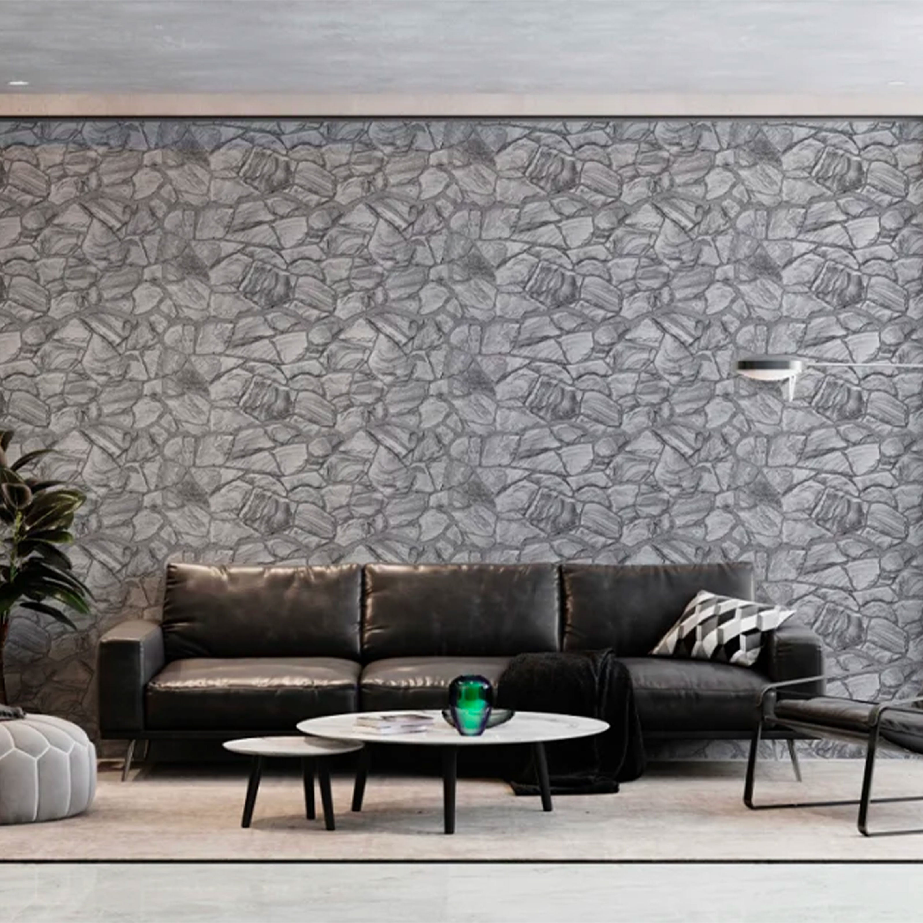 Pannelli 3D Rivestimento a parete in PVC effetto ARENARIA GRIGIA Realistici e isolanti. - Eternal Parquet