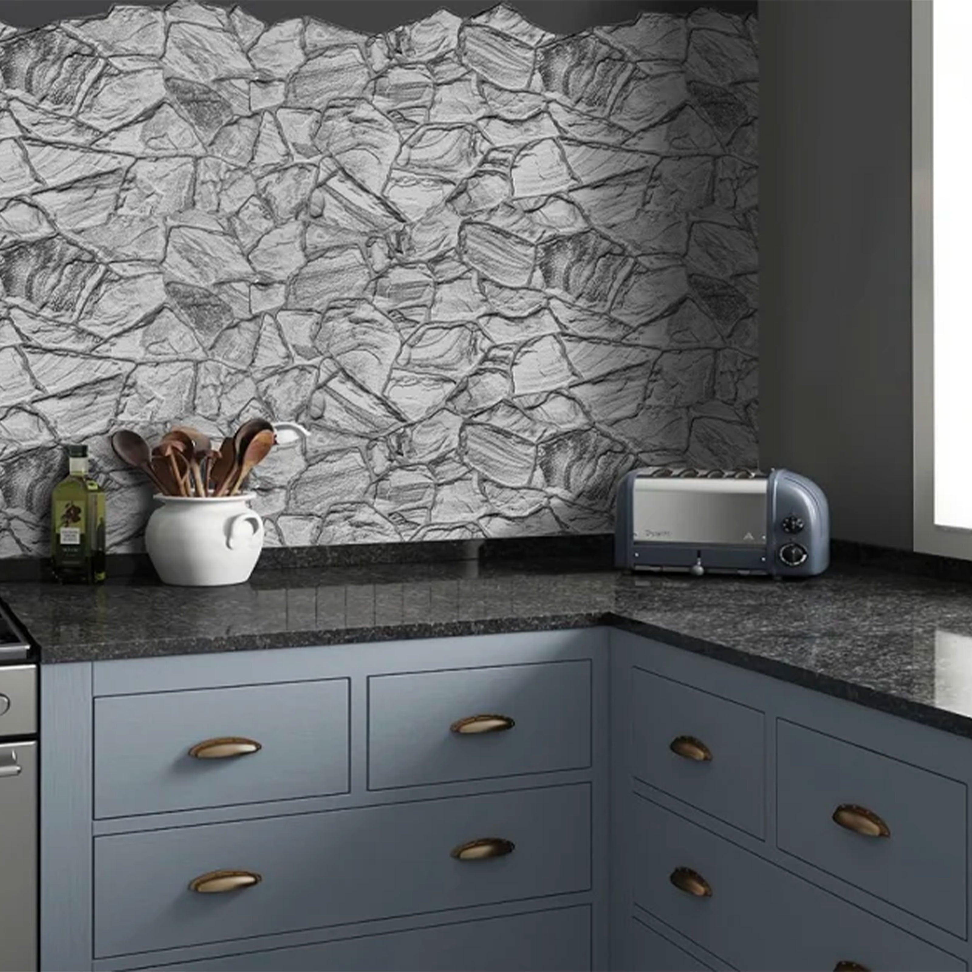 Pannelli 3D Rivestimento a parete in PVC effetto ARENARIA GRIGIA Realistici e isolanti. - Eternal Parquet