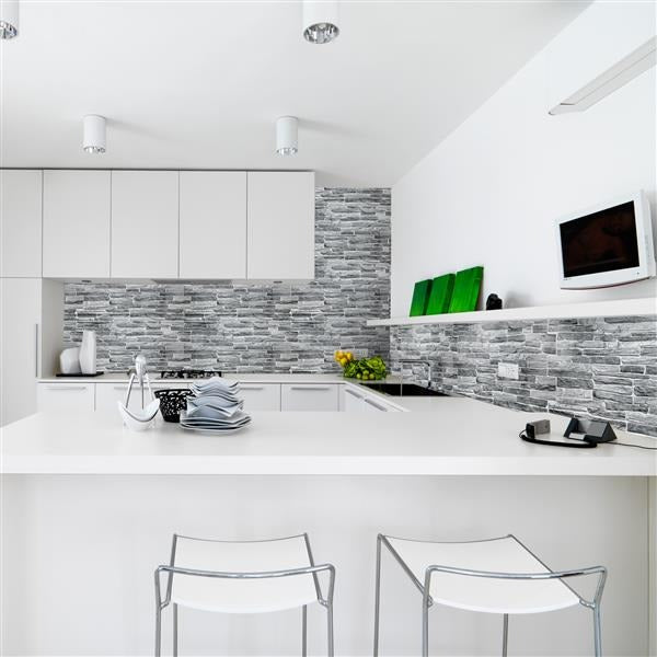 Pannelli 3D Rivestimento a parete in PVC effetto LASTRE DI PIETRA GRIGIA Realistici e isolanti. - Eternal Parquet