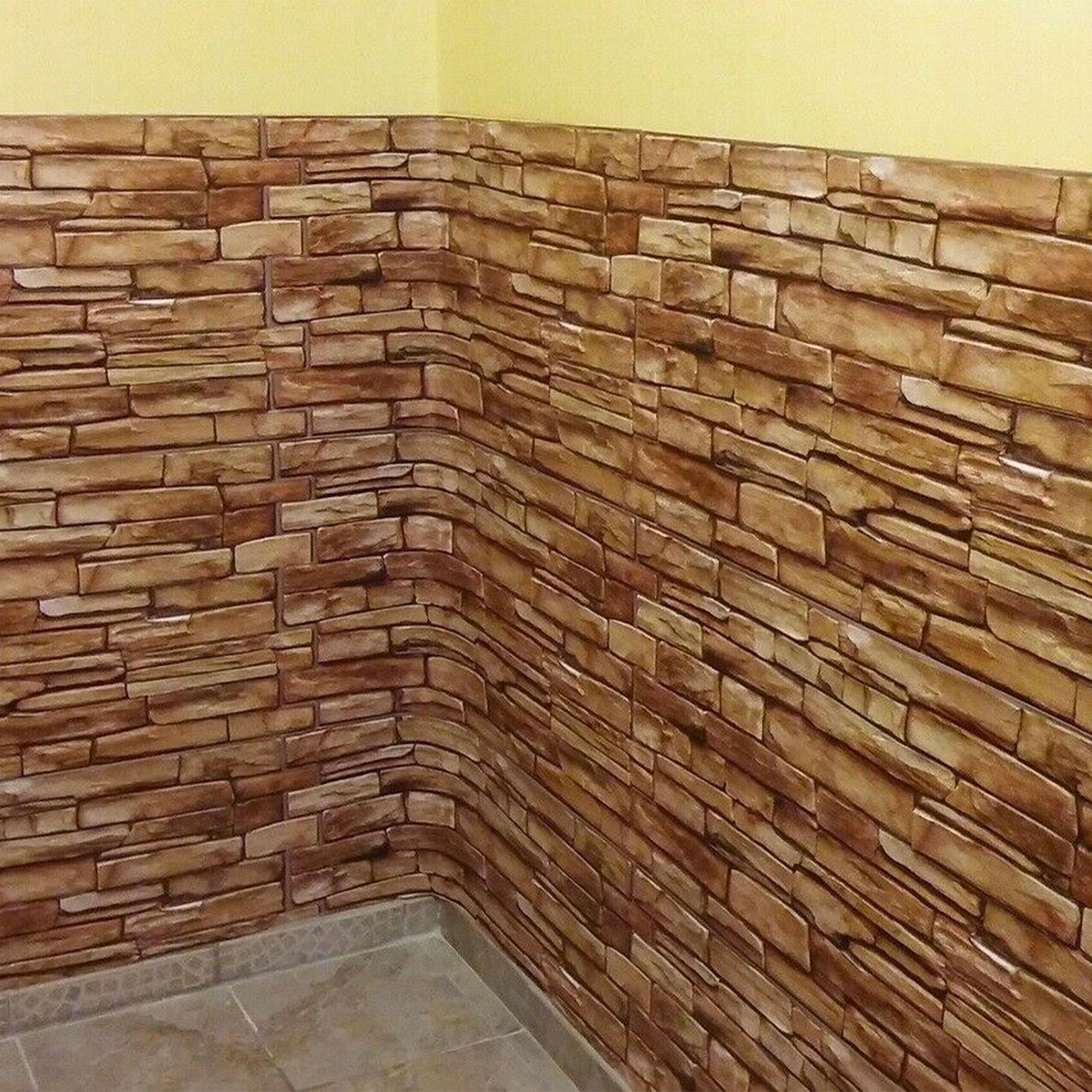 Pannelli 3D Rivestimento a parete in PVC effetto LASTRE DI PIETRA ROSSE Realistici e isolanti. - Eternal Parquet