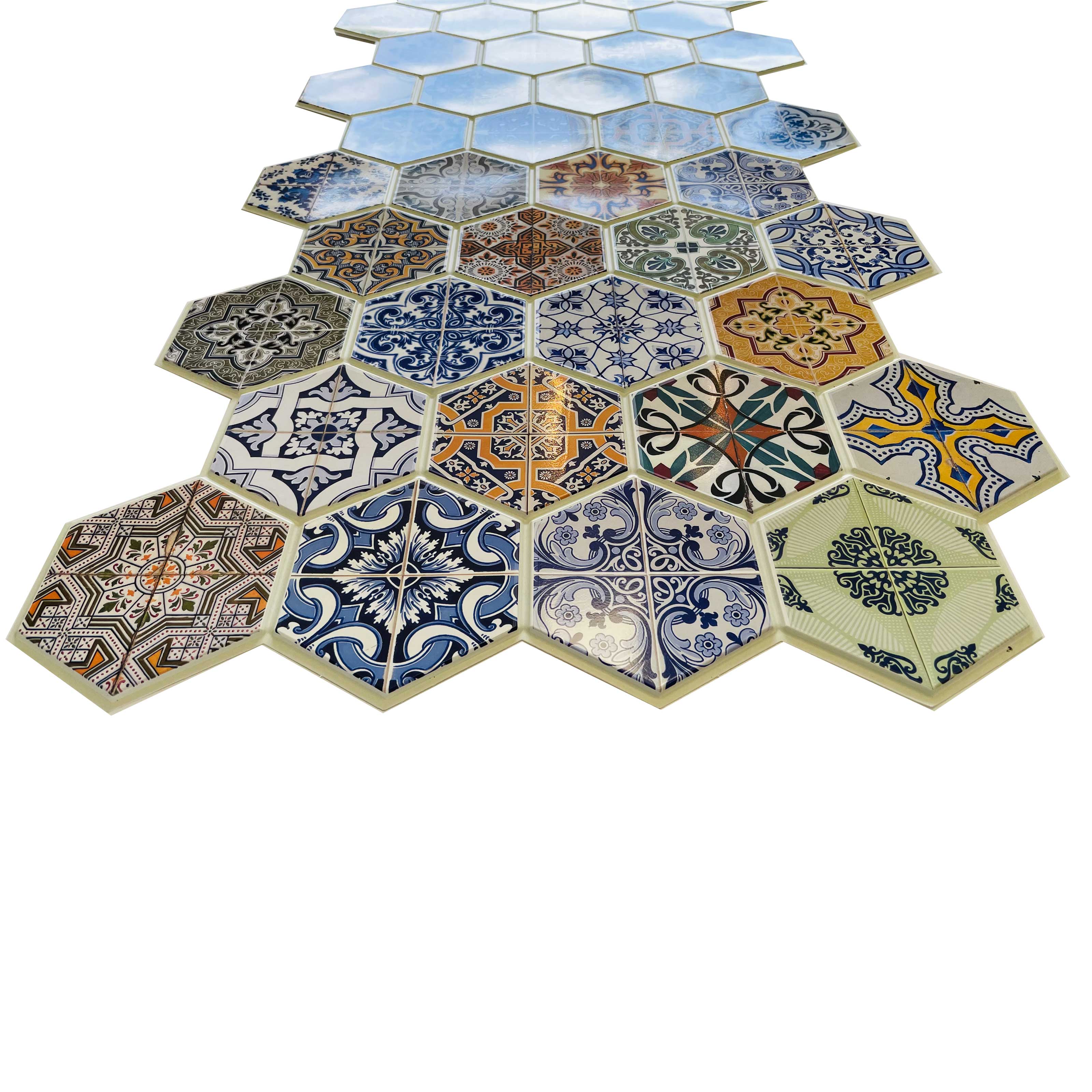 Pannelli 3D Rivestimento a parete in PVC effetto MAIOLICHE ESAGONALI Realistici e isolanti. - Eternal Parquet