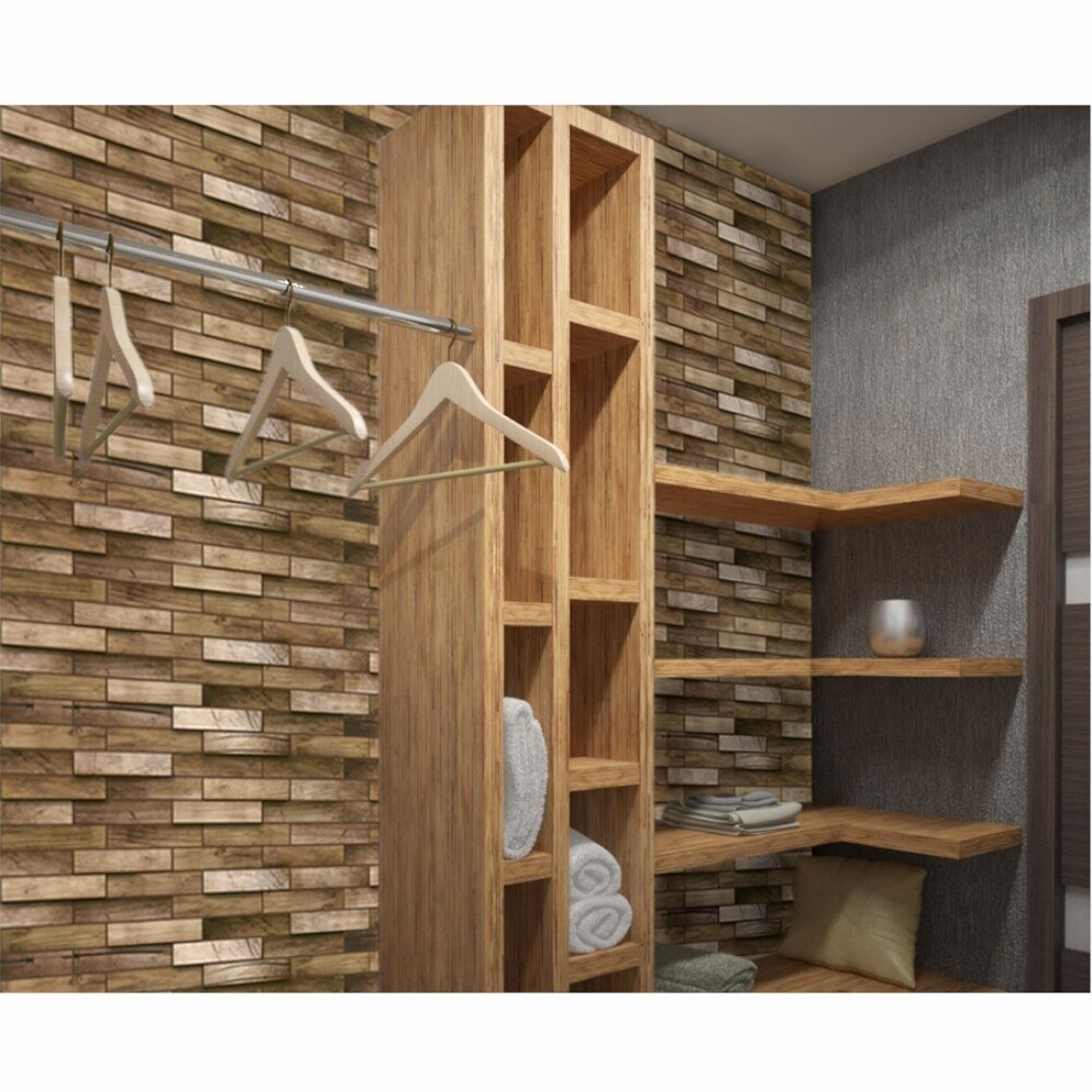 Pannelli 3D Rivestimento a parete in PVC effetto MATTONCINI DI LEGNO Realistici e isolanti. - Eternal Parquet