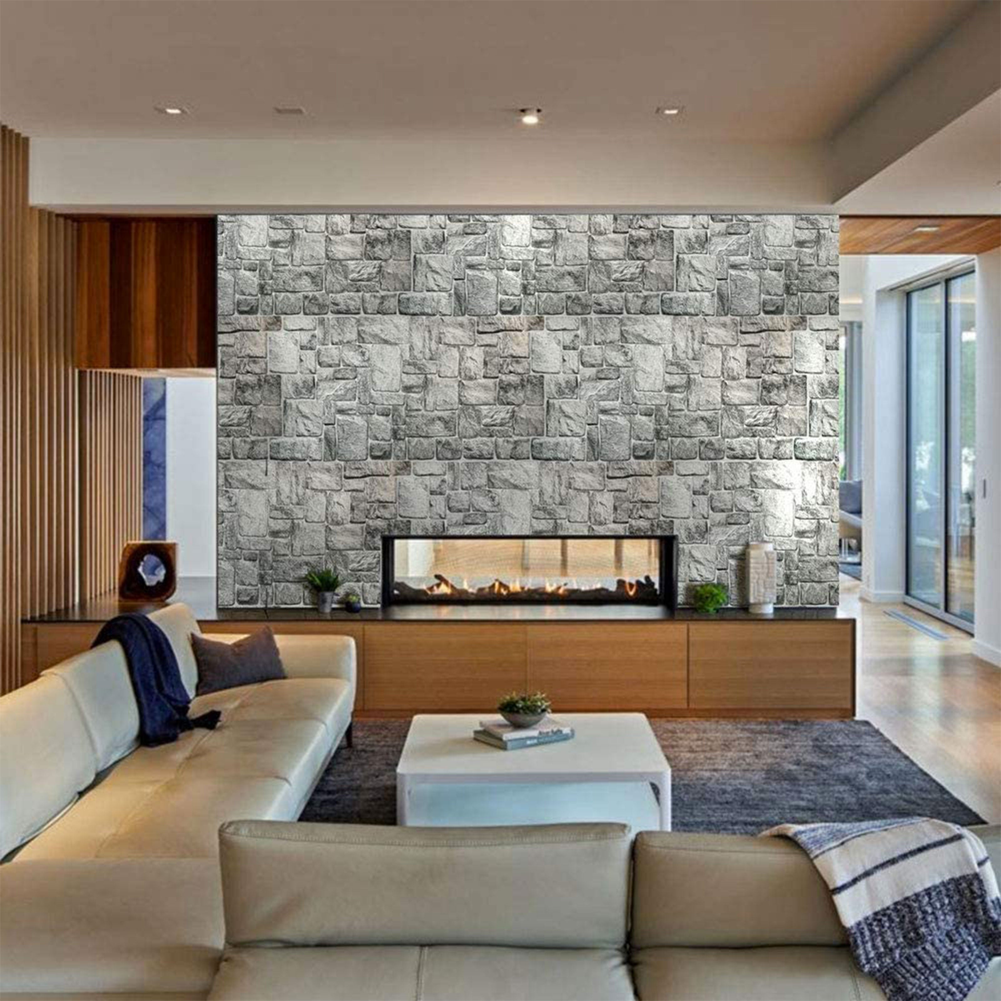 Pannelli 3D Rivestimento a parete in PVC effetto pietra GRIGIA NATURALE Realistici e isolanti. - Eternal Parquet