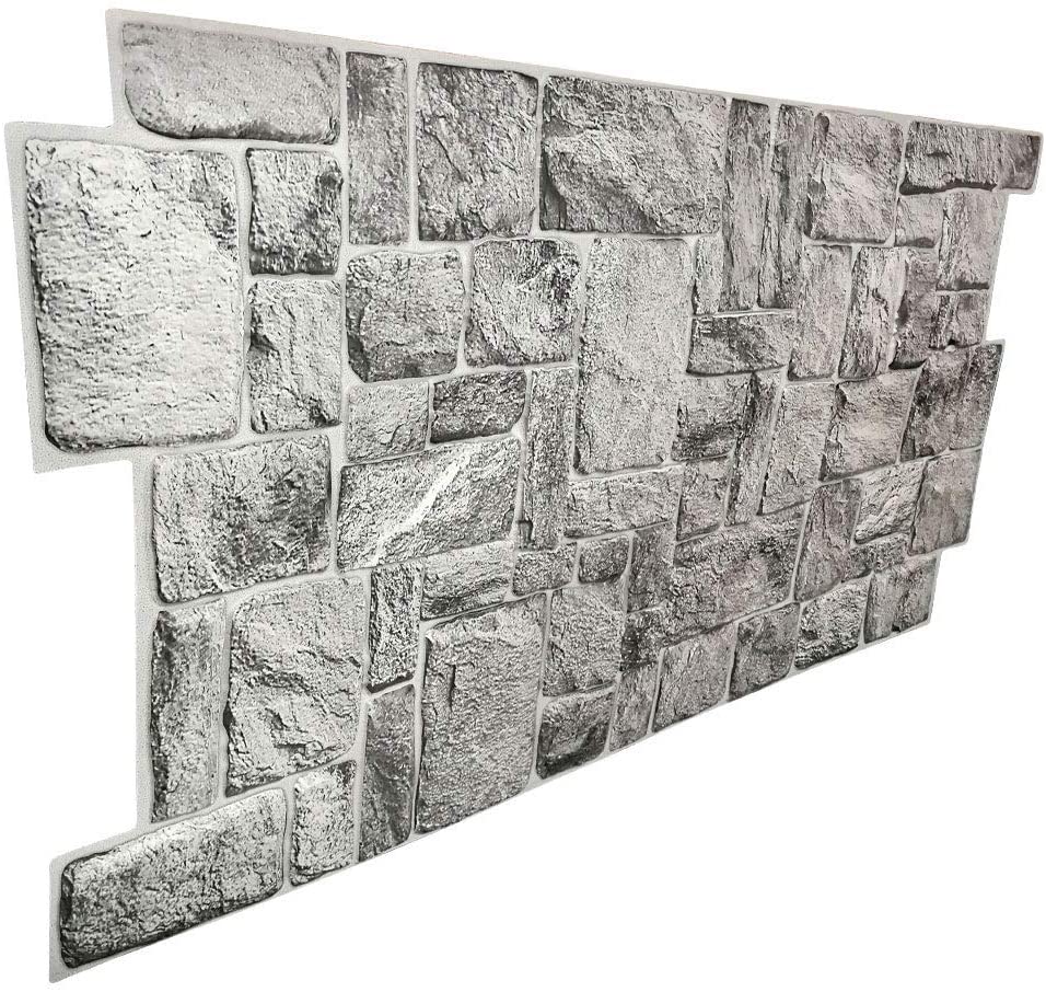 Pannelli 3D Rivestimento a parete in PVC effetto pietra GRIGIA NATURALE Realistici e isolanti. - Eternal Parquet