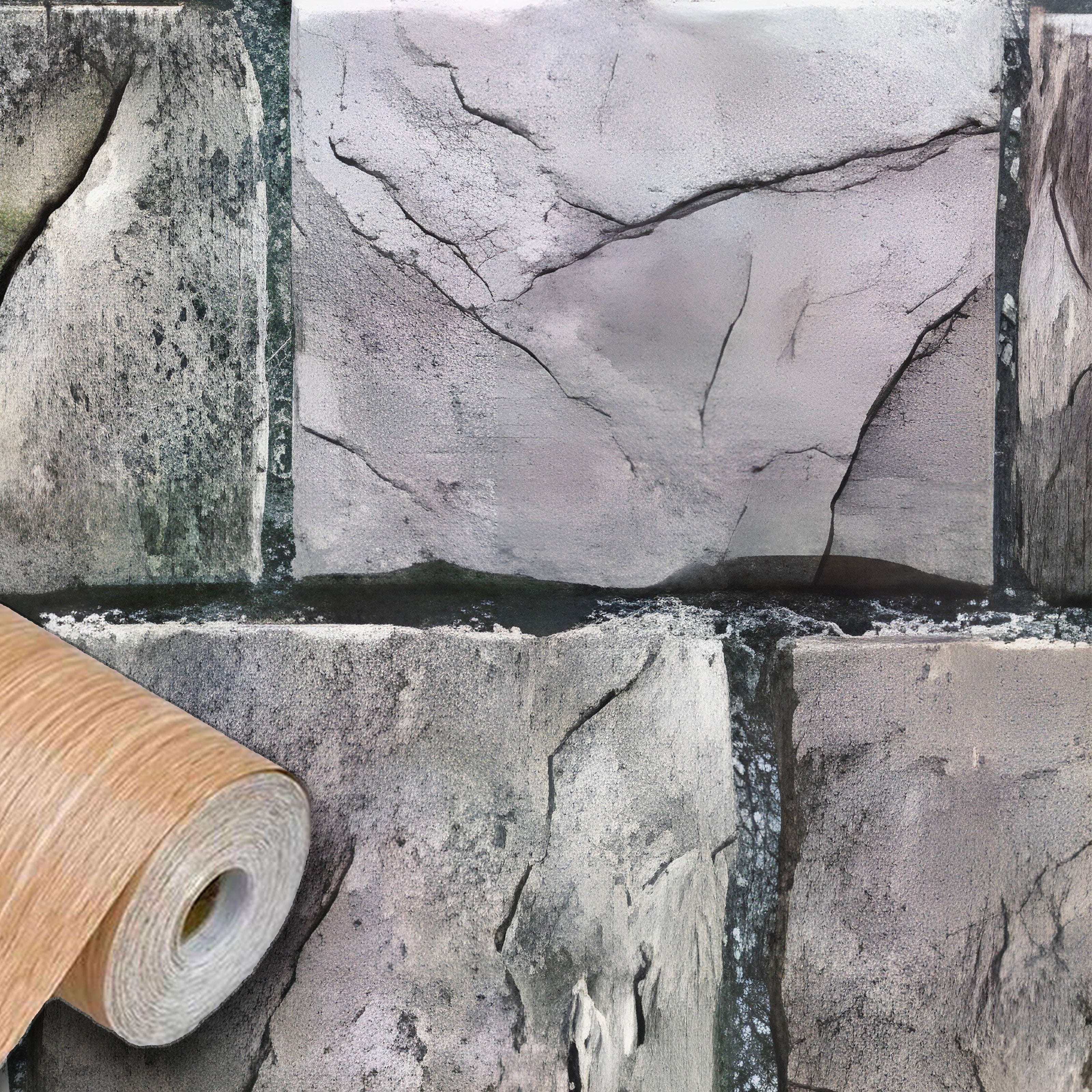 Rotolo 45cm x 15mt di pellicola adesiva effetto PIETRA 3d HD per mura e mobili - Eternal Parquet