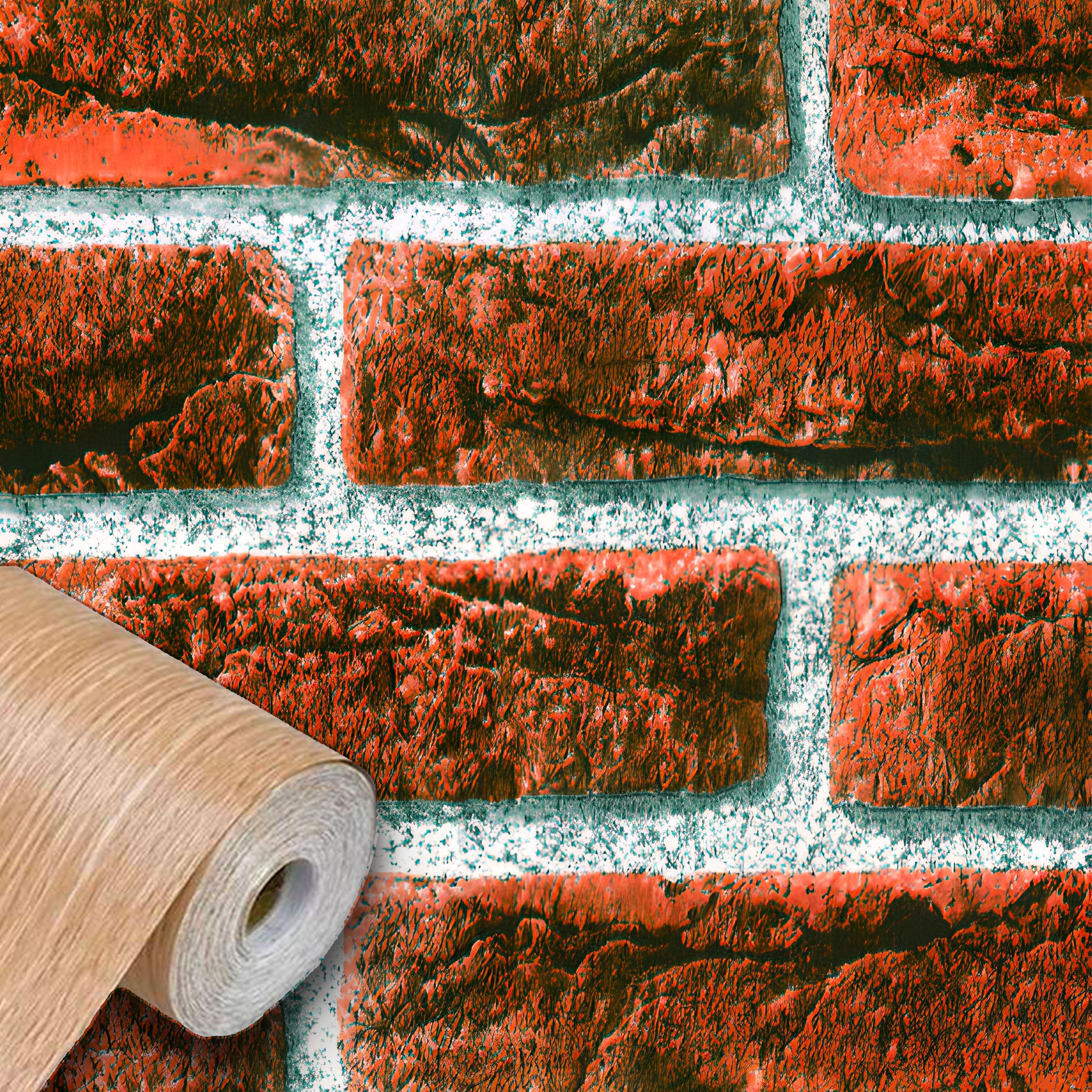 Rotolo 45cm x 2mt di pellicola adesiva effetto MATTONI ROSSI 3d HD per mura e mobili - Eternal Parquet