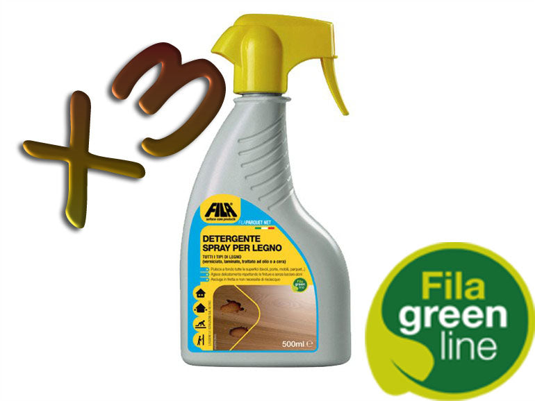 N. 3 flaconi da lt 0,500 di Detergente spray per pulire a fondo parquet laminati, verniciati e trattati ad olio o cera , porte , mobili ecc. - Eternal Parquet