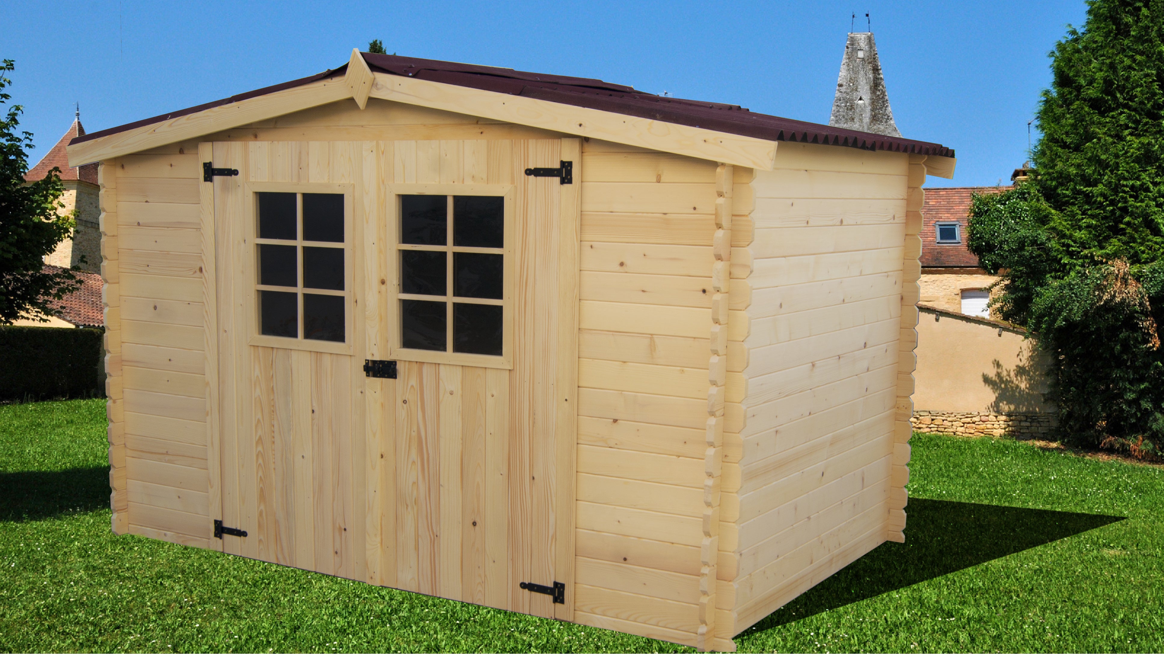 Casetta Di Legno A Tavole Ad Incastro Spessore 20mm Senza Pavimento 300x185cm AL 3019.02 N - Eternal Parquet