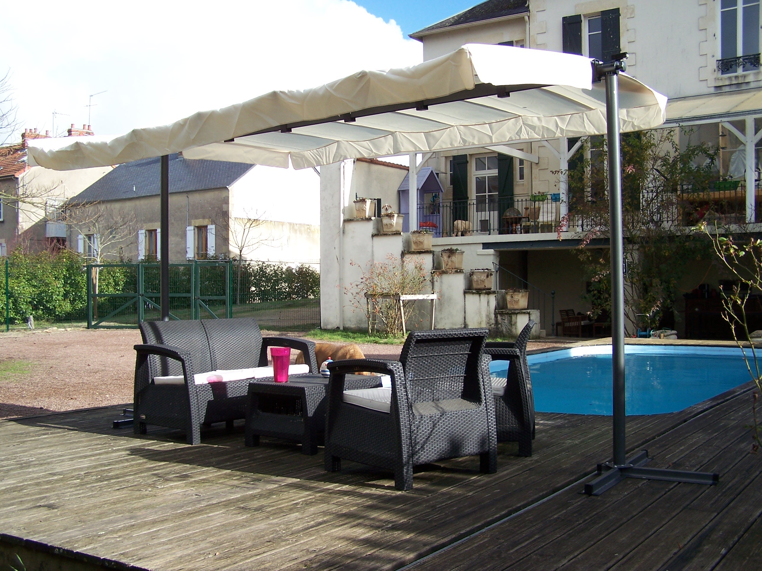 Pegola A Baldacchino Con Telo Girevole Ed Allungabile 250x350x220cm - Eternal Parquet