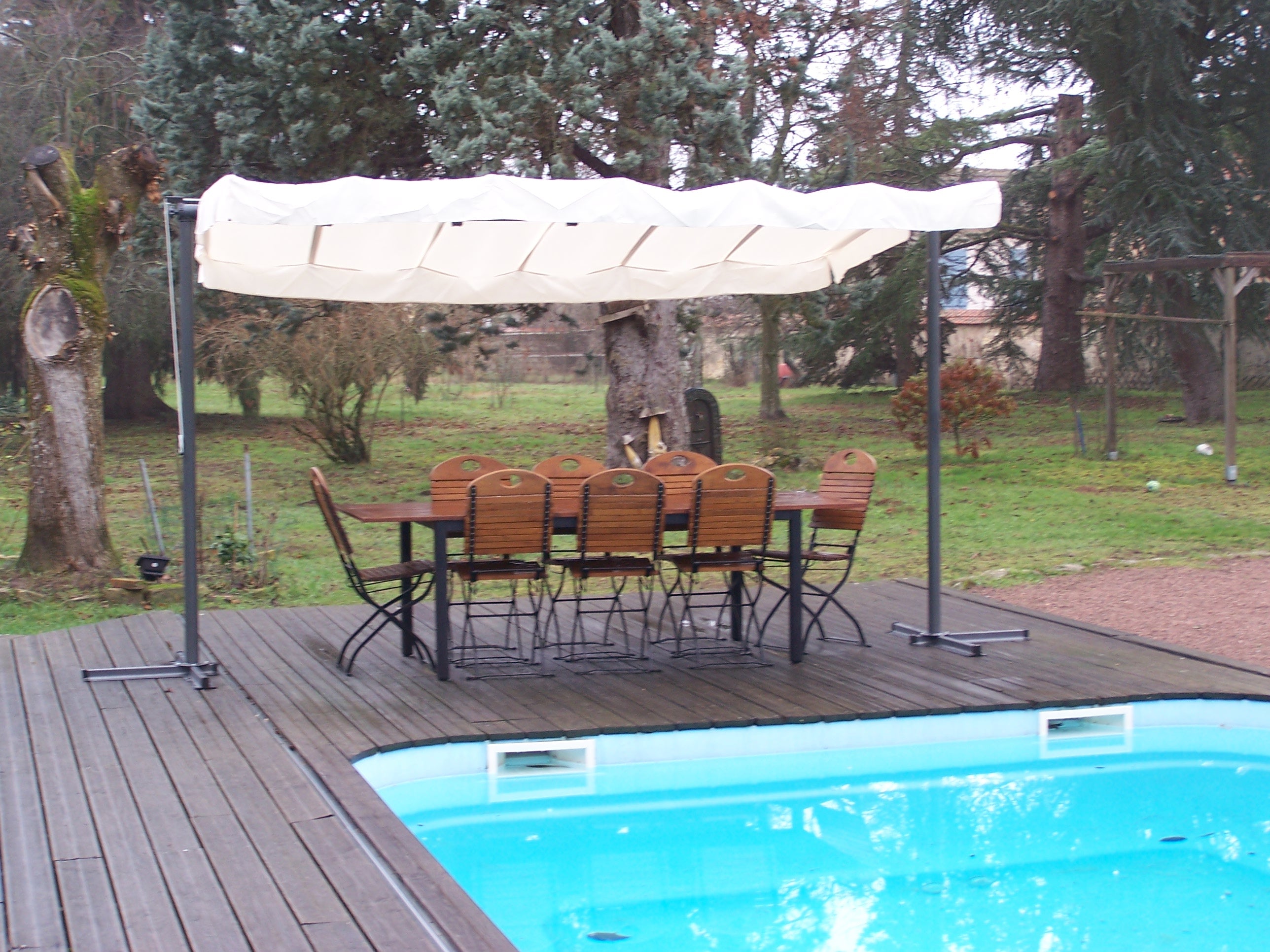 Pegola A Baldacchino Con Telo Girevole Ed Allungabile 250x350x220cm - Eternal Parquet