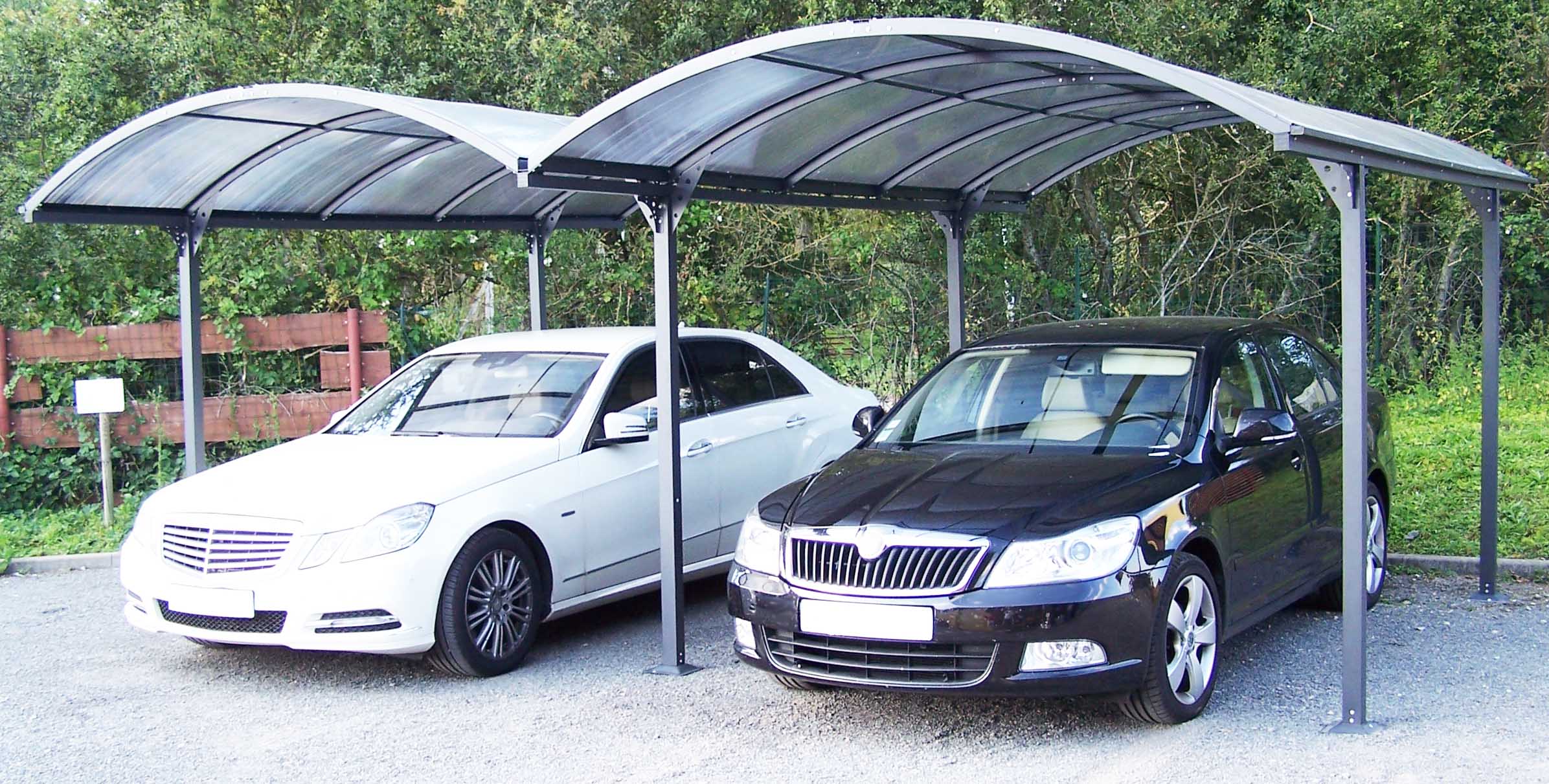 Tettoia Arrotondata Per 2 Posti Auto In Alluminio E Policarbonato Alveolare 600x480cm - Eternal Parquet