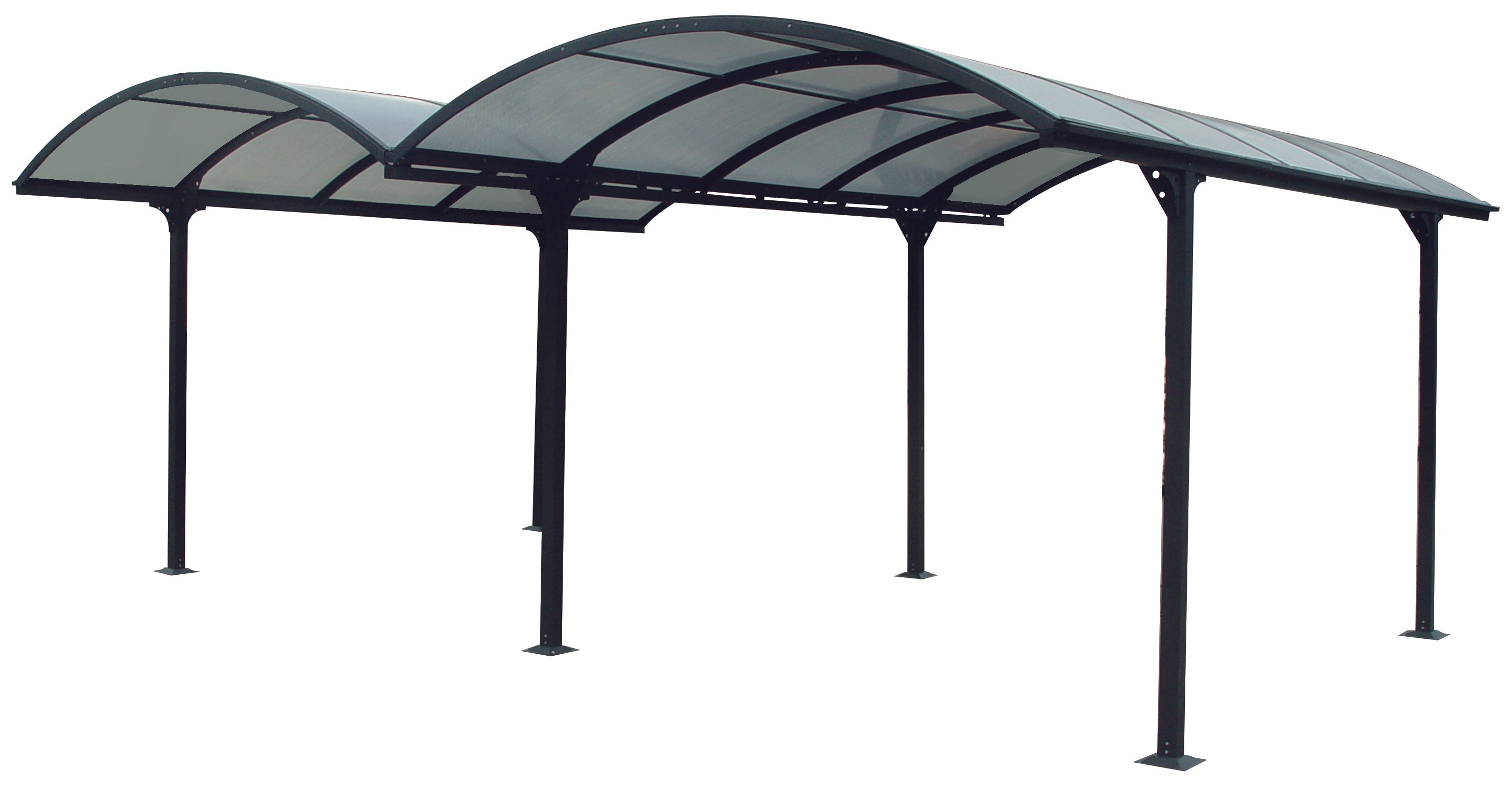 Tettoia Arrotondata Per 2 Posti Auto In Alluminio E Policarbonato Alveolare 600x480cm - Eternal Parquet