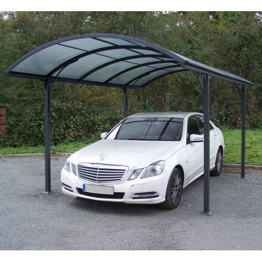 Tettoia Arrotondata Per Posto Auto In Alluminio Tetto In Policarbonato Alveolare 300x480cm - Eternal Parquet