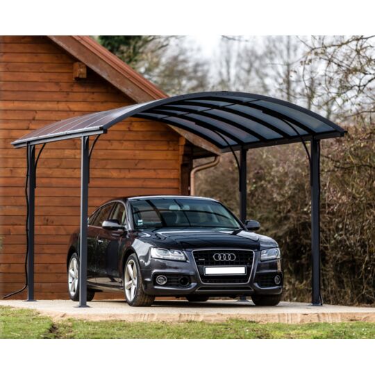 Tettoia Arrotondata Per Posto Auto In Alluminio Tetto In Policarbonato Alveolare 300x480cm - Eternal Parquet