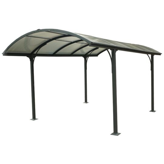Tettoia Arrotondata Per Posto Auto In Alluminio Tetto In Policarbonato Alveolare 300x480cm - Eternal Parquet