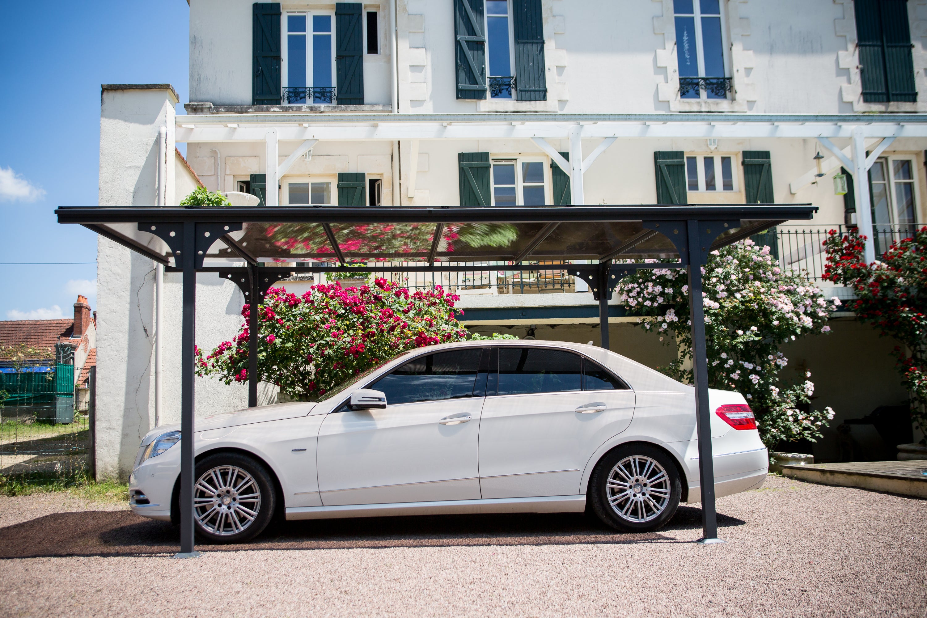 Tettoia Per Posto Auto In Alluminio E Policarbonato 300x480cm - Eternal Parquet