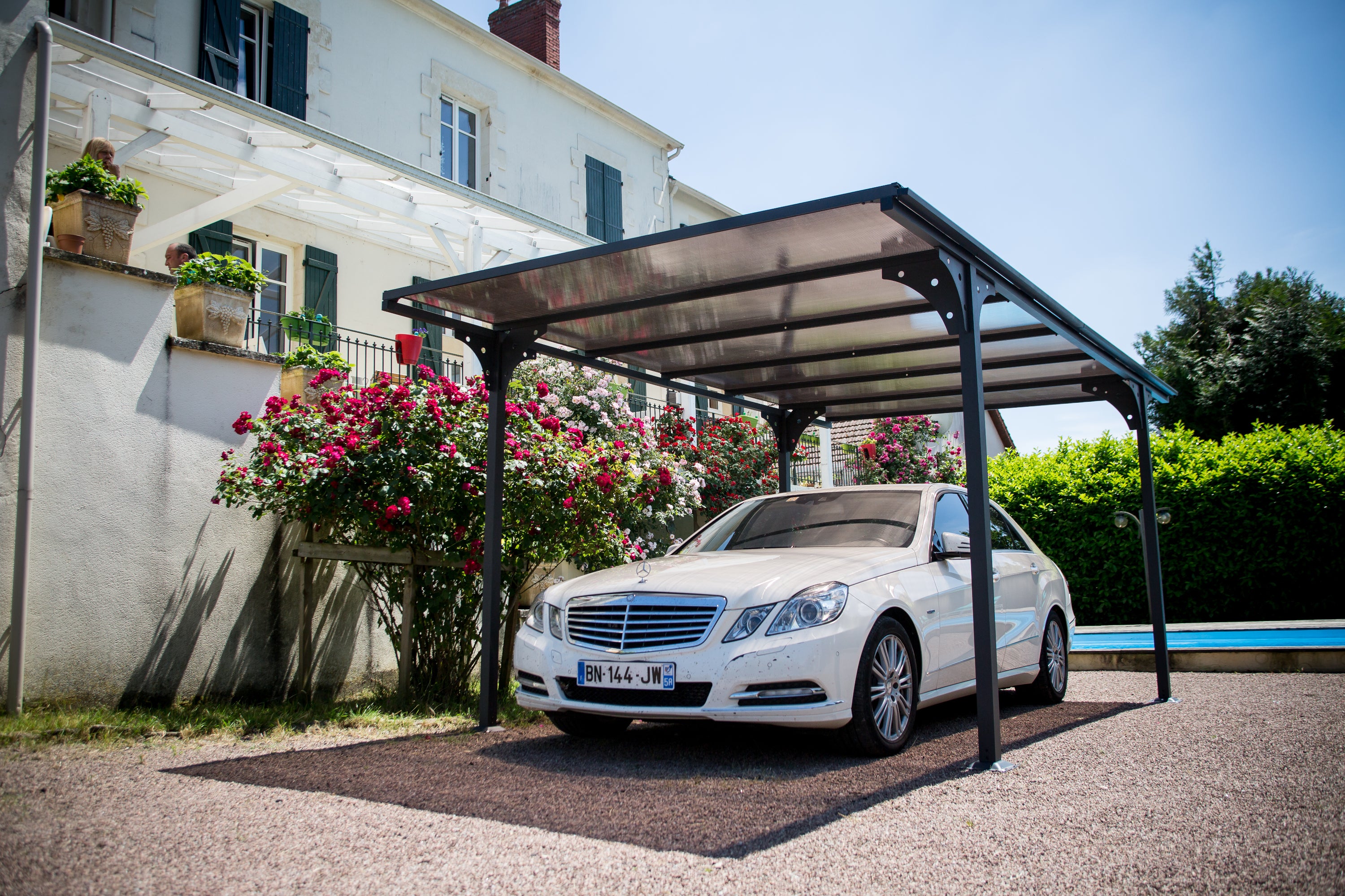 Tettoia Per Posto Auto In Alluminio E Policarbonato 300x480cm - Eternal Parquet