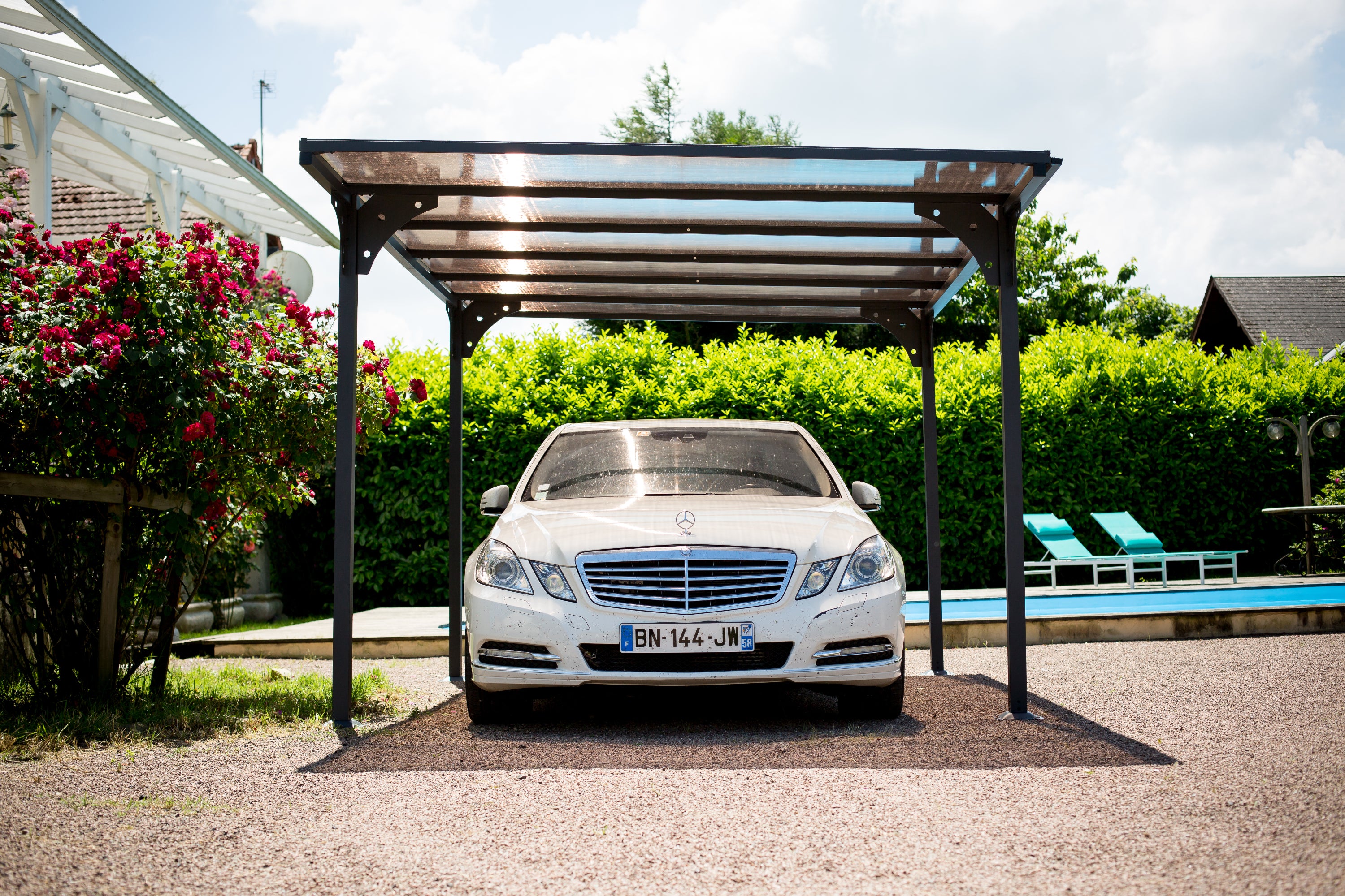 Tettoia Per Posto Auto In Alluminio E Policarbonato 300x480cm - Eternal Parquet