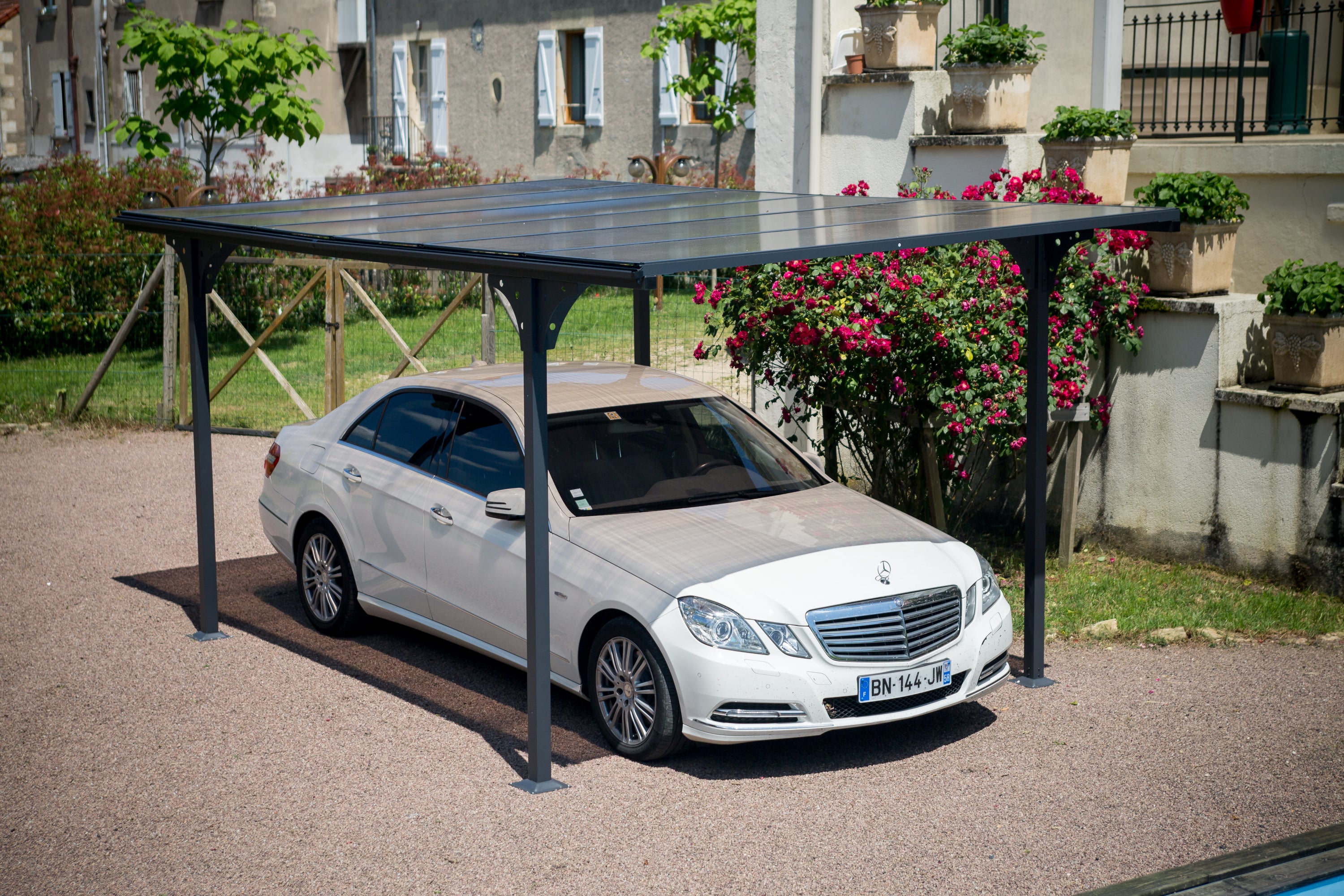 Tettoia Per Posto Auto In Alluminio E Policarbonato 300x480cm - Eternal Parquet