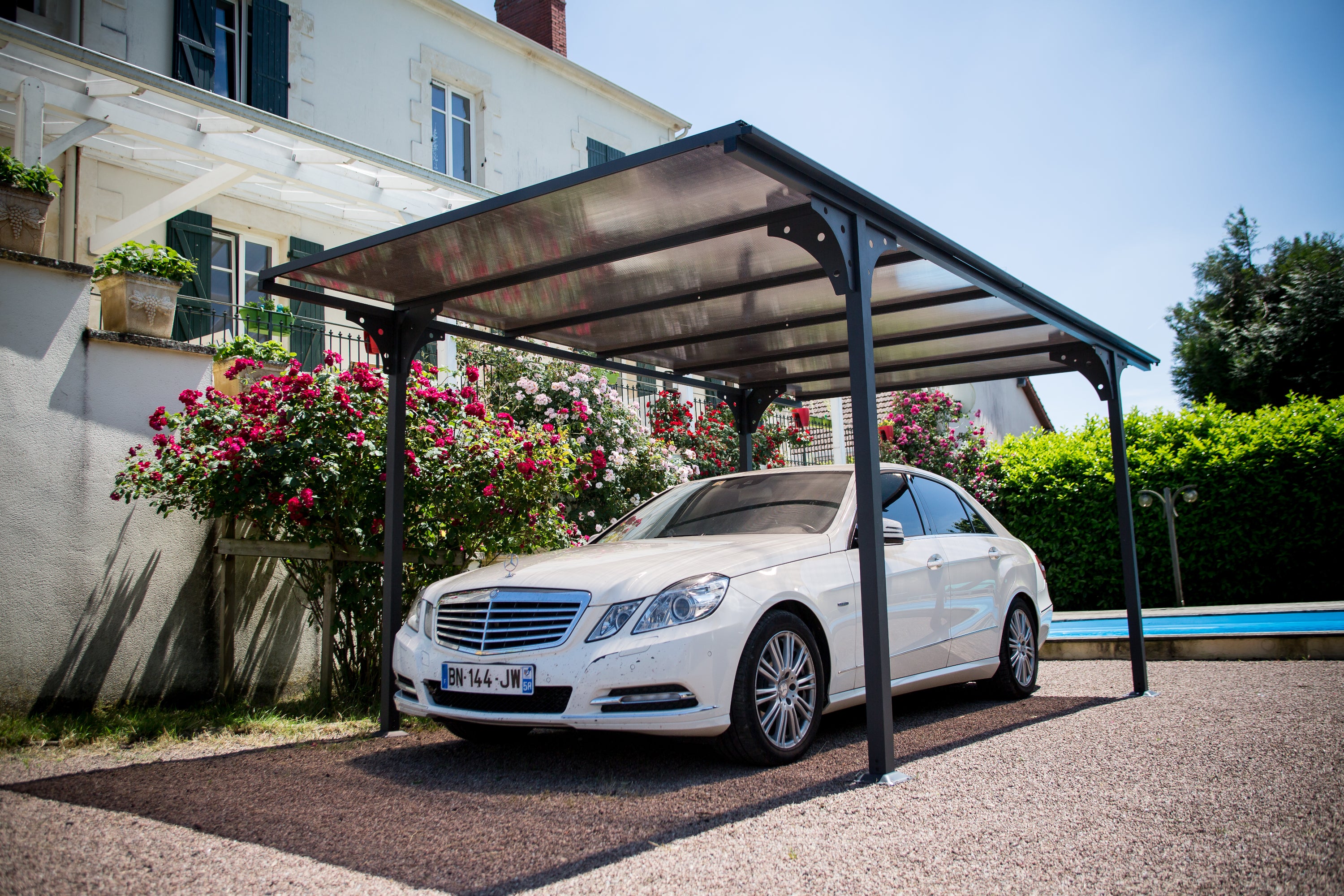 Tettoia Per Posto Auto In Alluminio E Policarbonato 300x480cm - Eternal Parquet