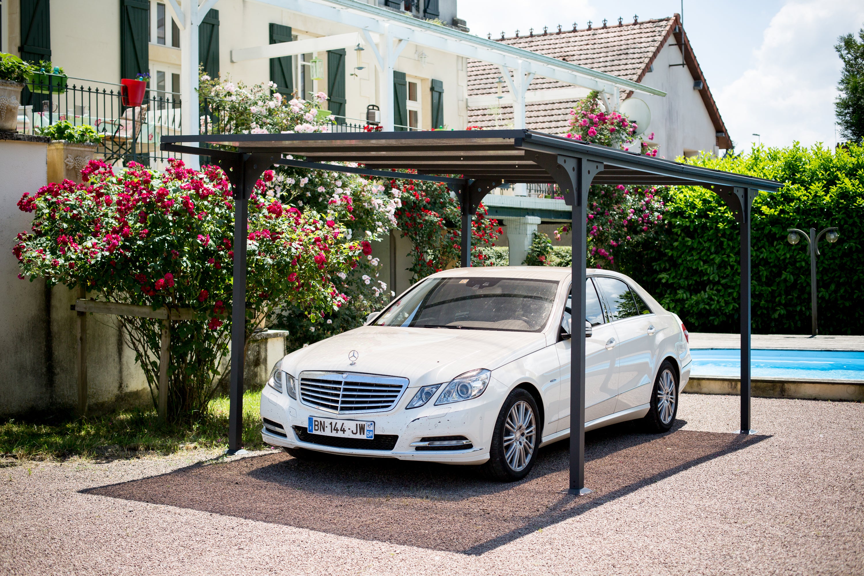 Tettoia Per Posto Auto In Alluminio E Policarbonato 300x480cm - Eternal Parquet