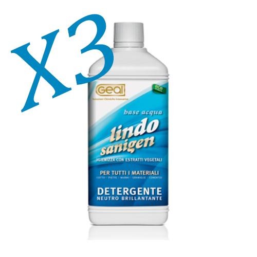 Detergente neutro Brillantante per ogni superficie lavabile anche trattata 3X1L Geal LINDO SANIGEN Prezzo Offerta - Eternal Parquet