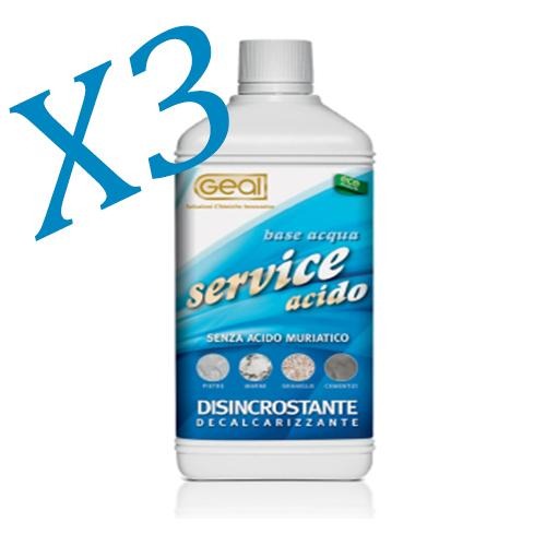 Disincrostante - Decalcarizzante rimuove residui cemento calcare ecc 3X1Lt Geal SERVICE ACIDO Prezzo Offerta - Eternal Parquet