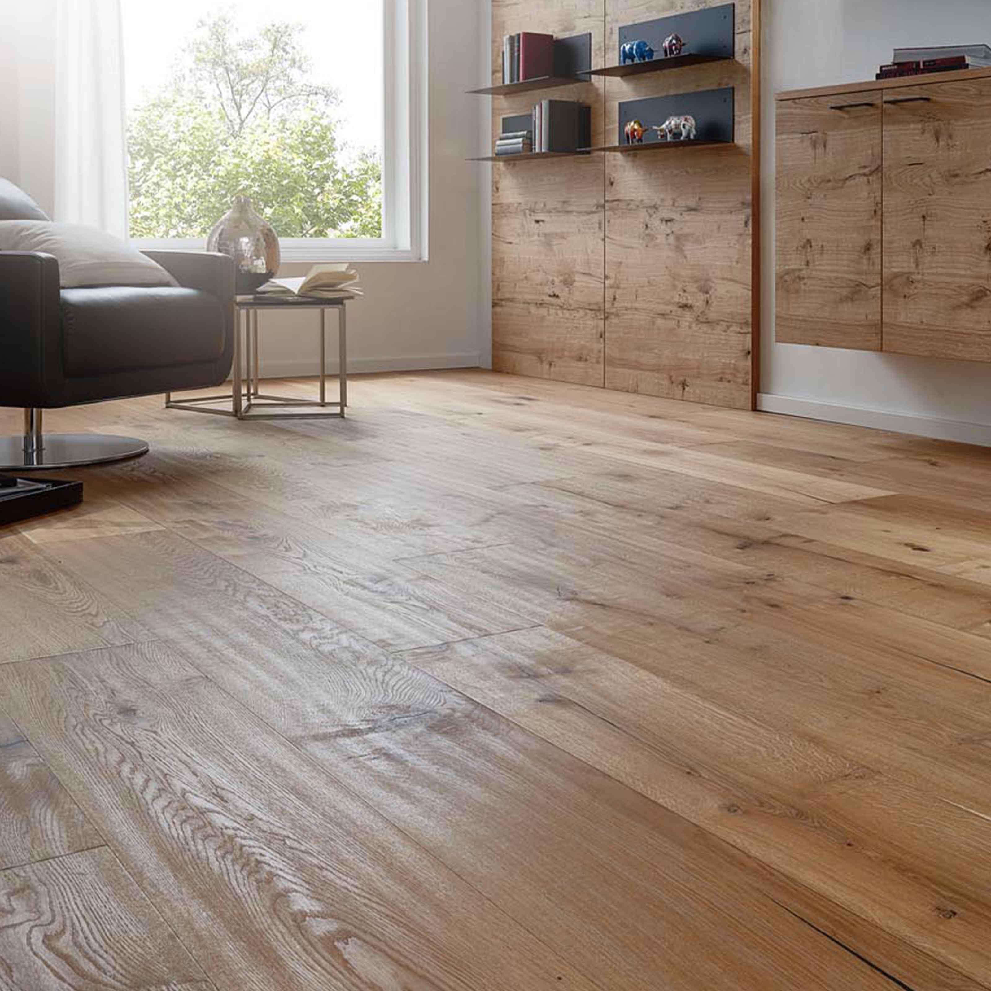 OFFERTA AL MQ di PARQUET LISTONI GIGANTI WILDEICHE 14x190x1900 (3mm nobile) rovere PIALLATO A MANO Oliato naturale Antichizzato Bisellato (posa incollata o flottante, incastro click) - Eternal Parquet