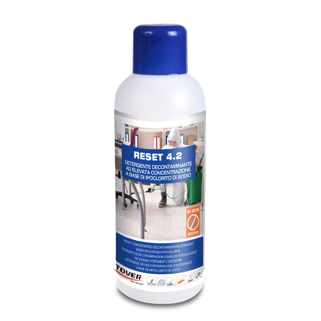 LT1 - LT5 di Reset 4.2 Detergente decontaminante ad elevata concentrazione a base di ipoclorito di sodio. - Eternal Parquet