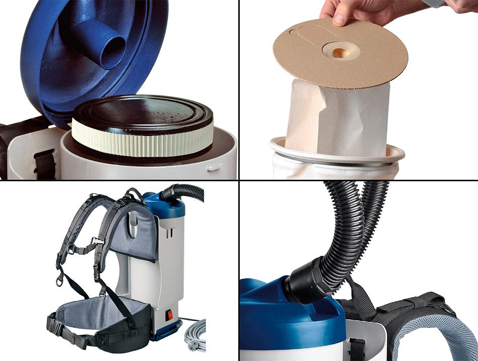 "W1" ASPIRAPOLVERE DORSALE PROFESSIONALE 900W WIRBEL ZAINO POTENTE E MANEGGEVOLE - Eternal Parquet