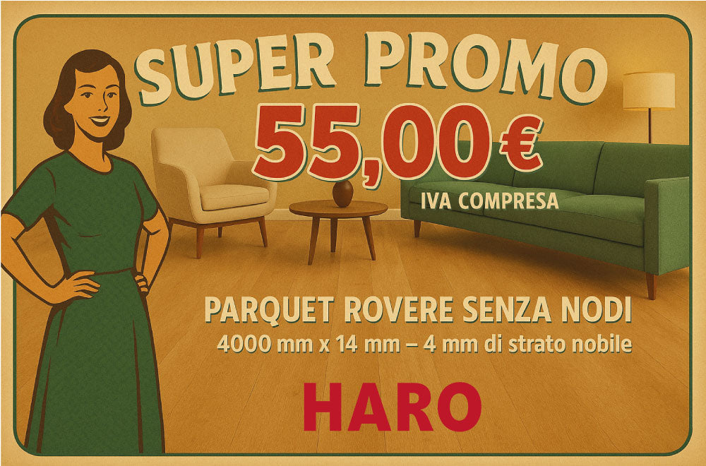 Eleganza Haro in promo: maxi plancia rovere a 55,00 € tutto incluso