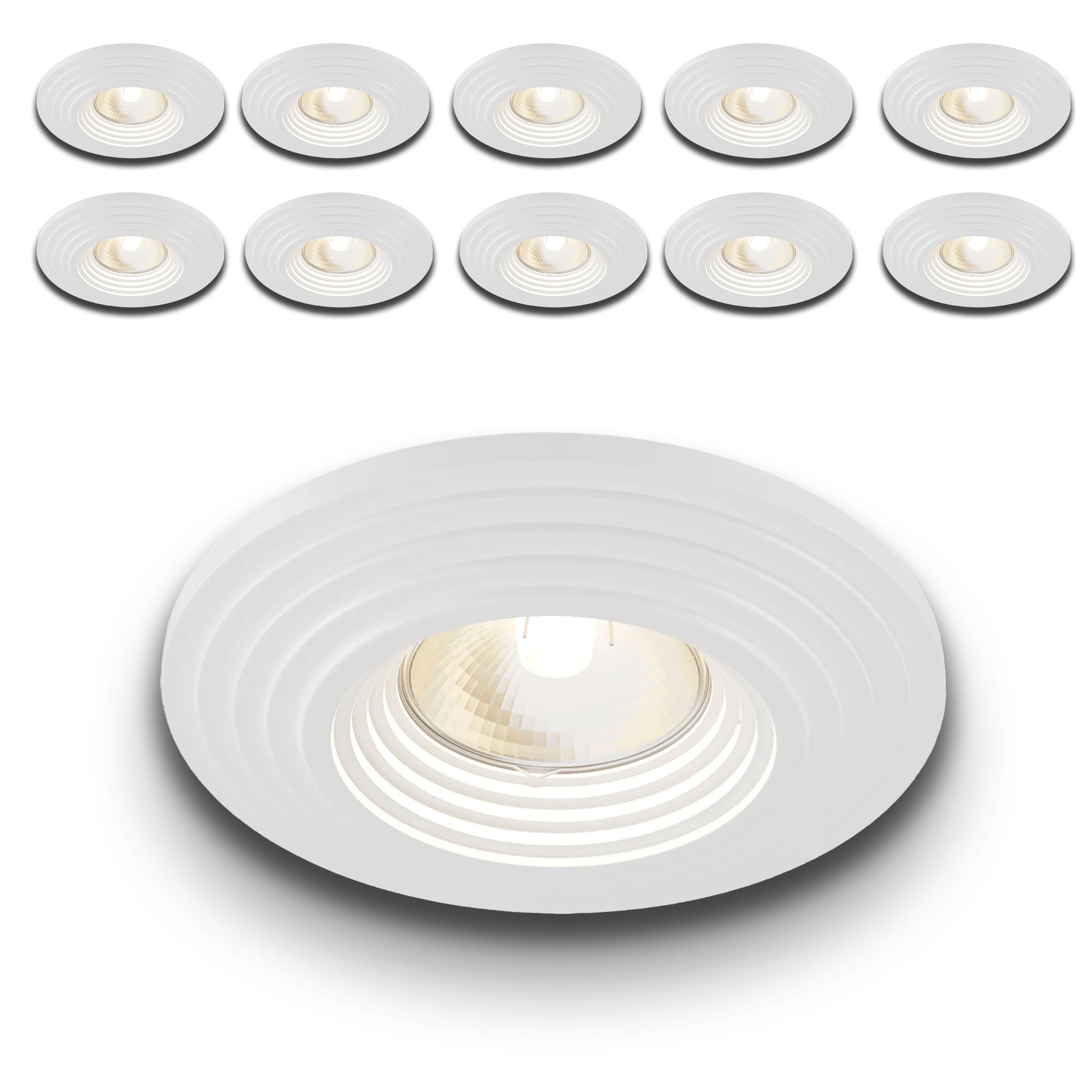 *STOCK* n.10 Portafaretti In Gesso Ceramico spirale ad incasso Diametro 120  35W GU10 IP20 - Eternal Parquet